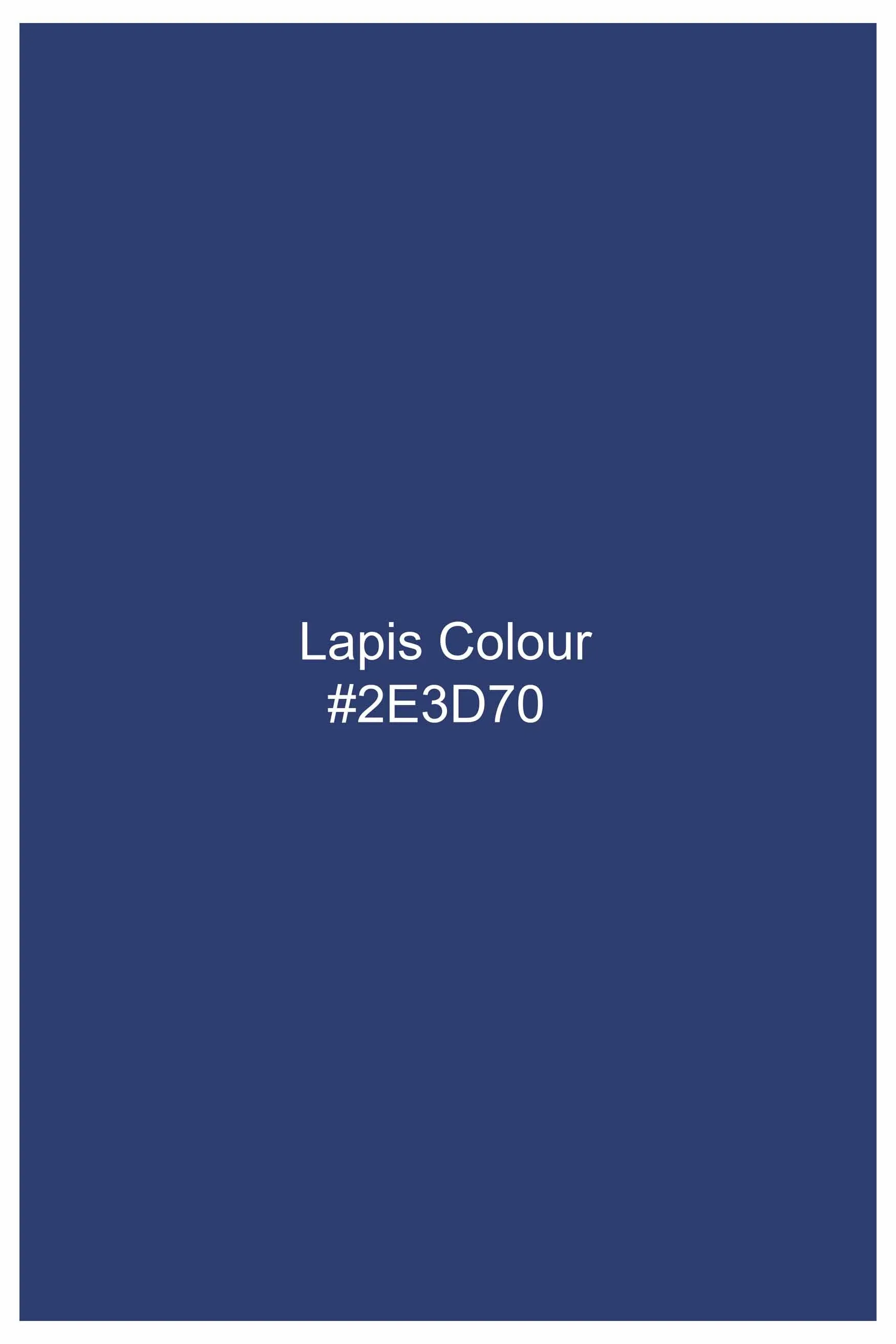 Lapis Blue Jacquard Textured Premium Giza Cotton Shirt sold by French Crown product image thumbnail 5
