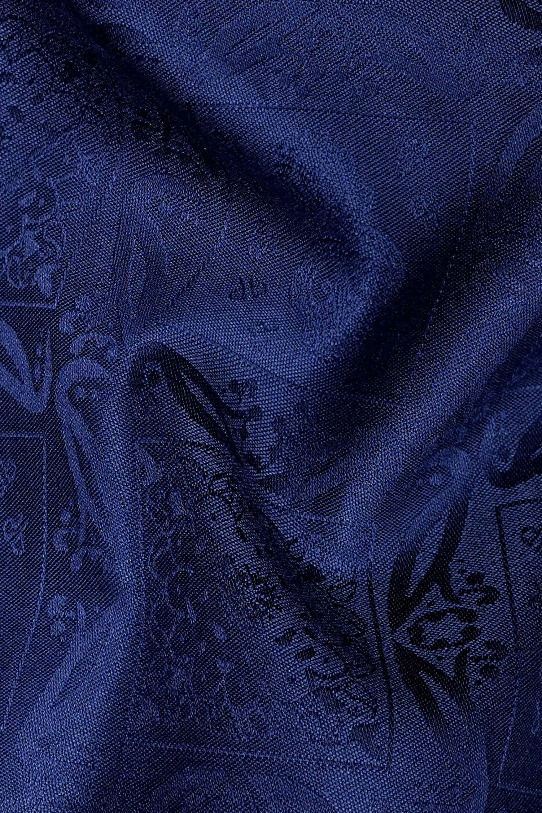 Lapis Blue Jacquard Textured Premium Giza Cotton Shirt sold by French Crown product image thumbnail 2