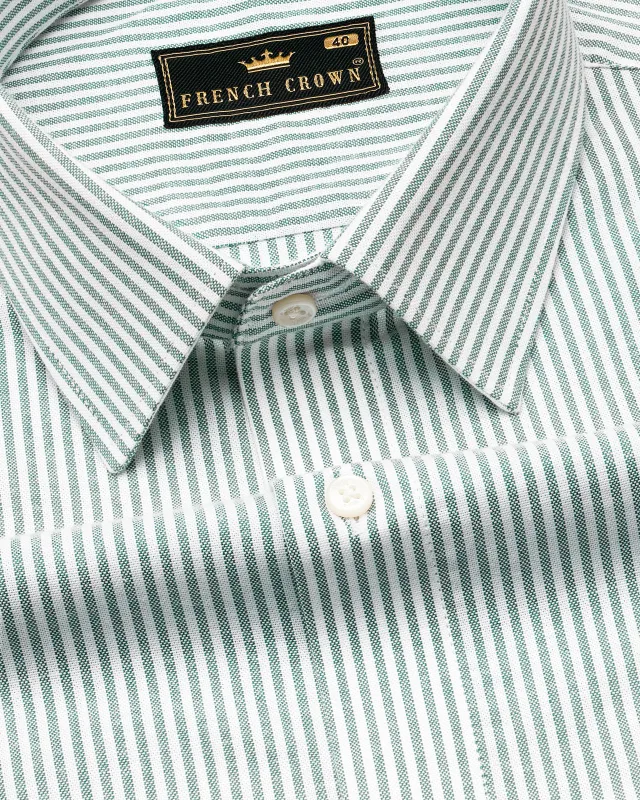 Gunsmoke Green Pinstriped Royal Oxford Shirt sold by French Crown