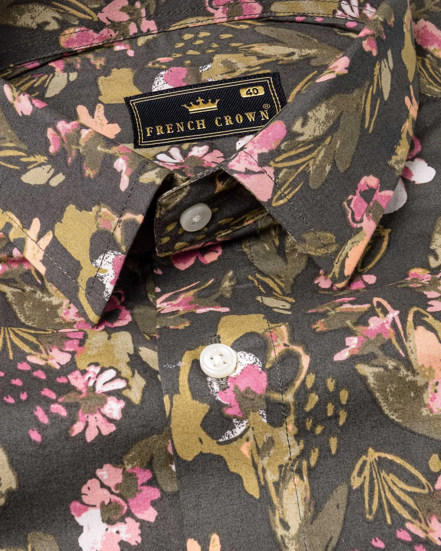 Space Shuttle Floral Printed Premium Cotton Shirt sold by French Crown