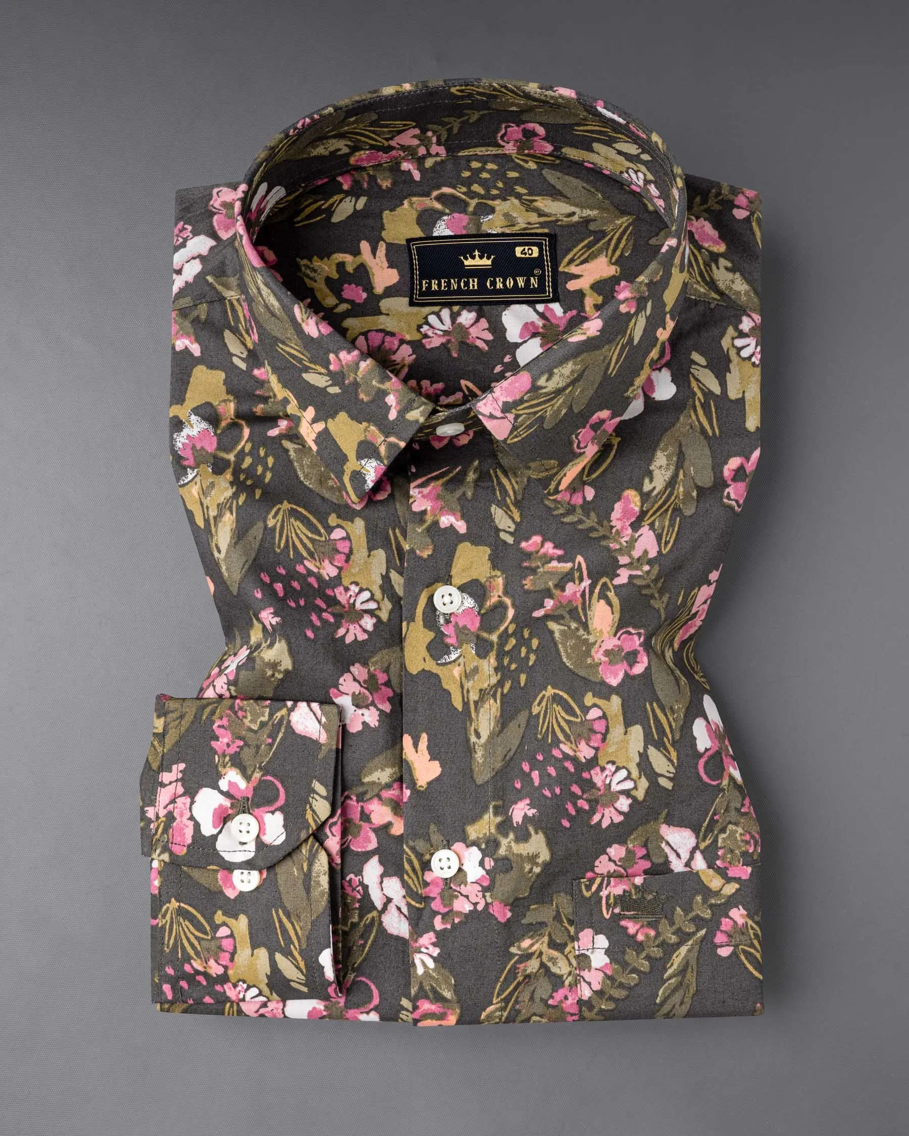 Space Shuttle Floral Printed Premium Cotton Shirt sold by French Crown product image thumbnail 3