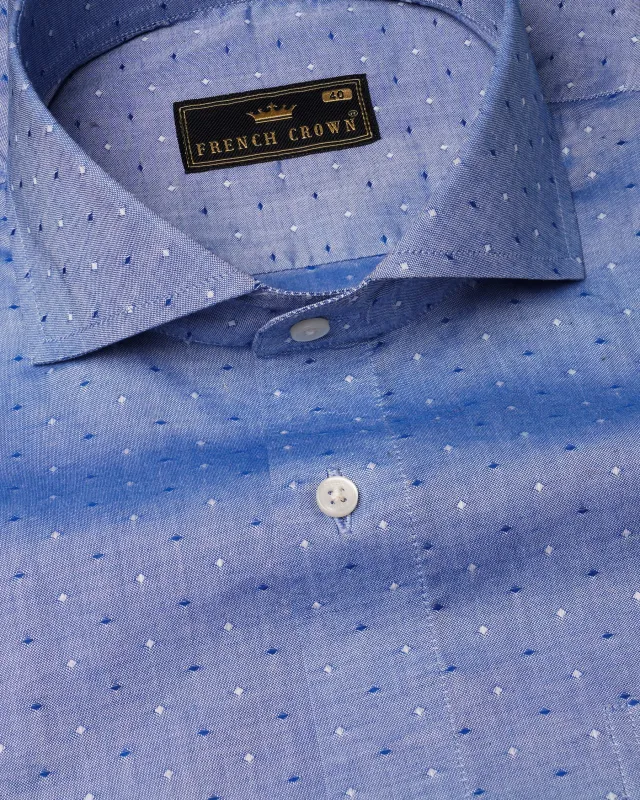 Dark Pastel and Chambray Blue Dobby Textured Premium GizaCotton Shirt sold by French Crown