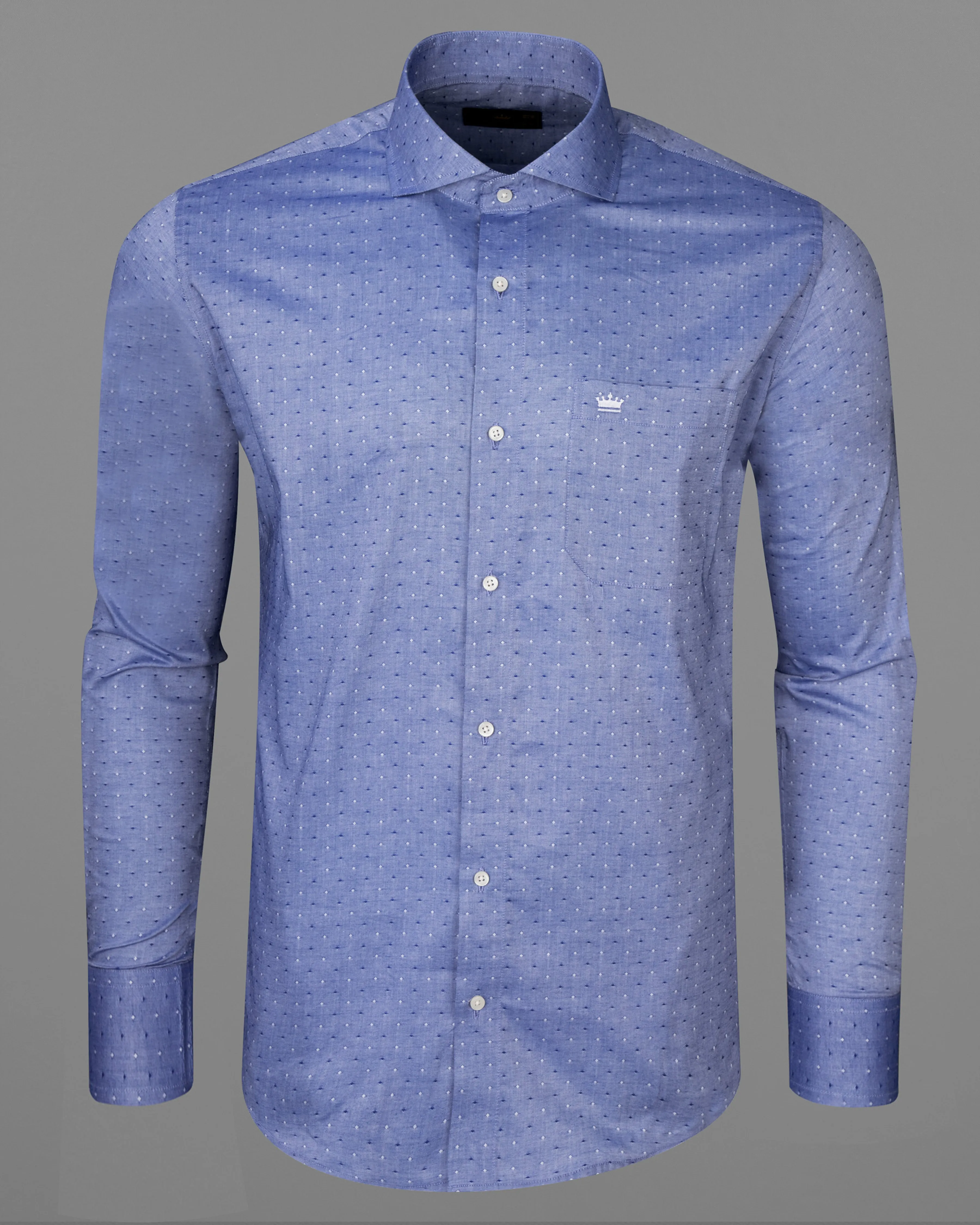 Dark Pastel and Chambray Blue Dobby Textured Premium GizaCotton Shirt sold by French Crown product image thumbnail 5