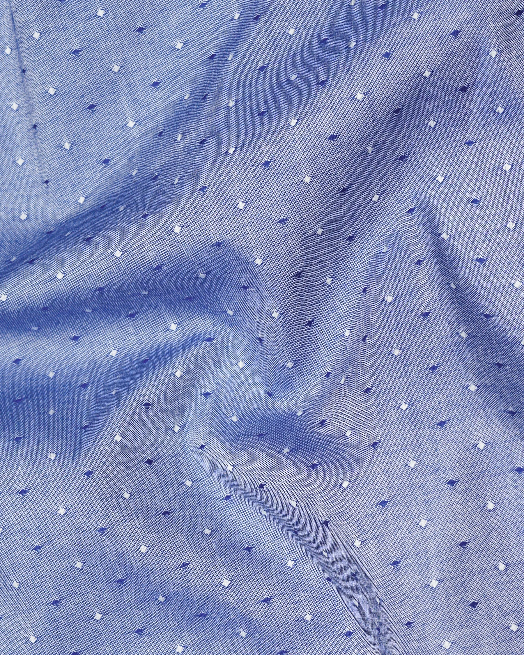 Dark Pastel and Chambray Blue Dobby Textured Premium GizaCotton Shirt sold by French Crown product image thumbnail 2