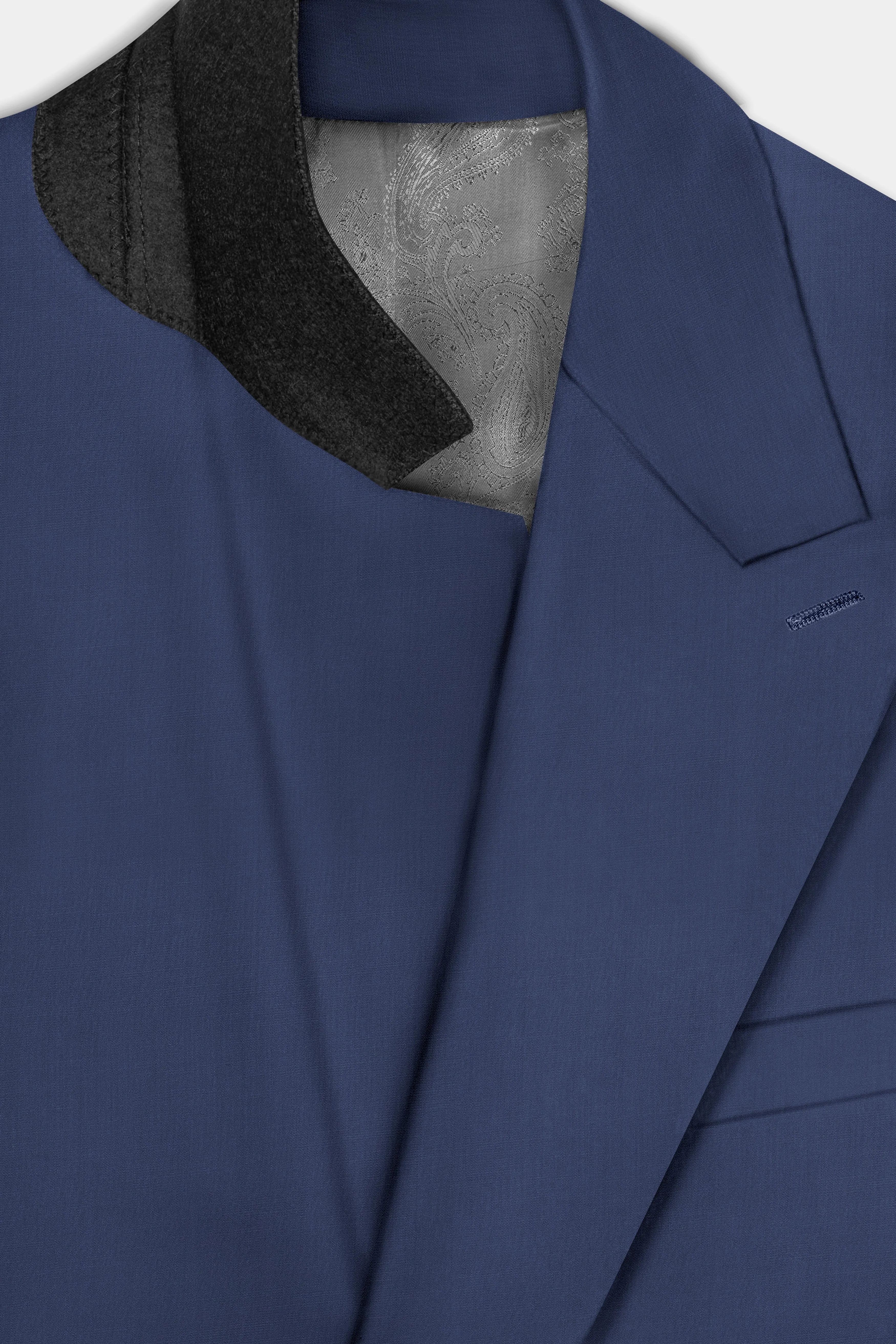 Sapphire-Glaucous Blue Solid Wool Rich Double Breasted Slight Stretch Suit sold by French Crown product image thumbnail 5
