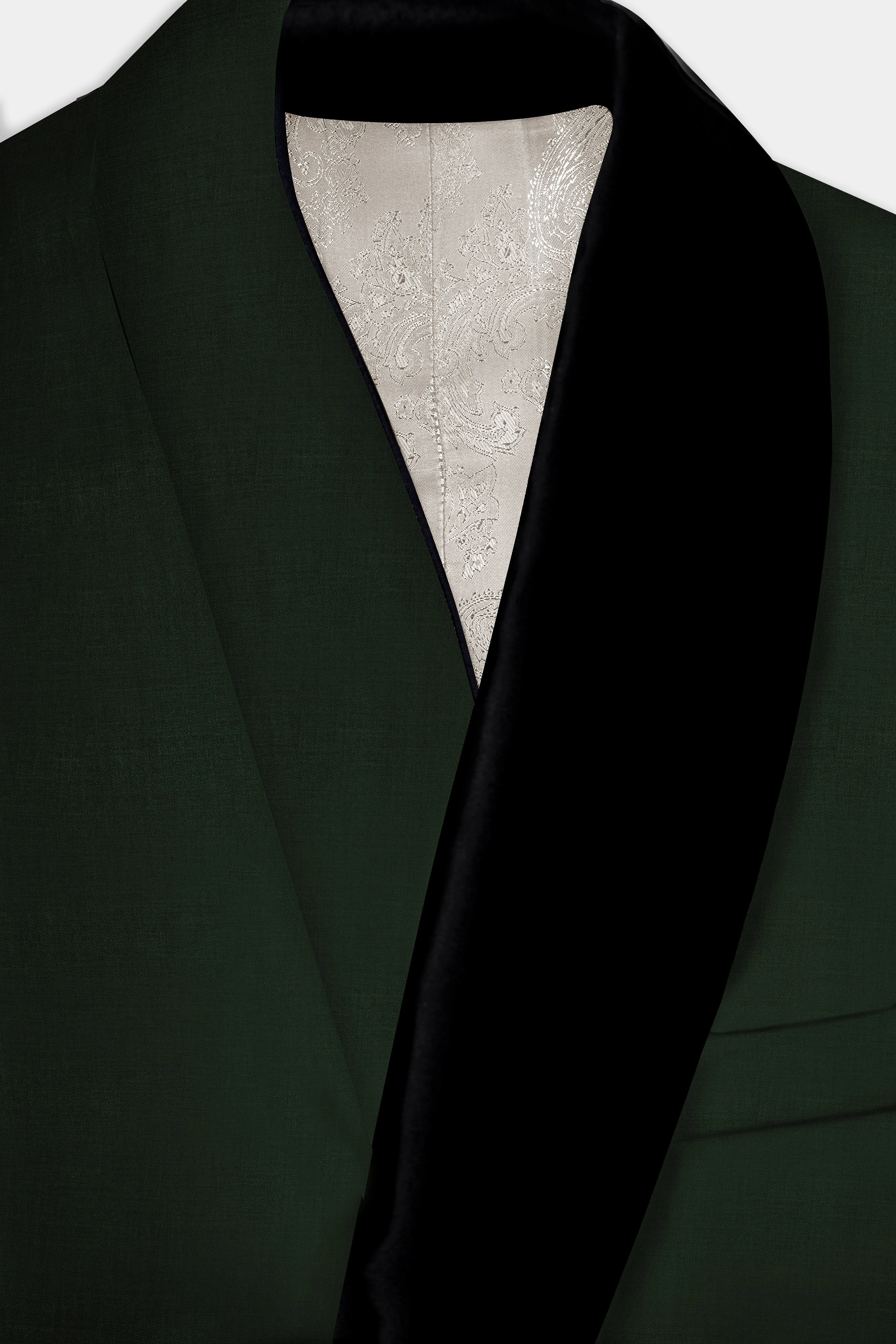 Verdant Majesty-Juniper Green Solid Wool Rich Tuxedo Slight Stretch Blazer sold by French Crown product image thumbnail 5