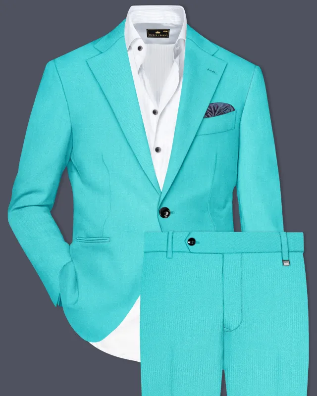 Aegir-Viking Blue Wool Rich Single Breasted Slight Stretch Suit sold by French Crown