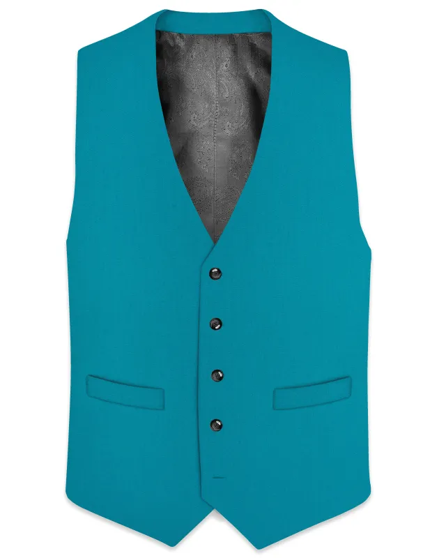 Zephir-Surfie Green Wool Rich Slight Stretch Waistcoat sold by French Crown