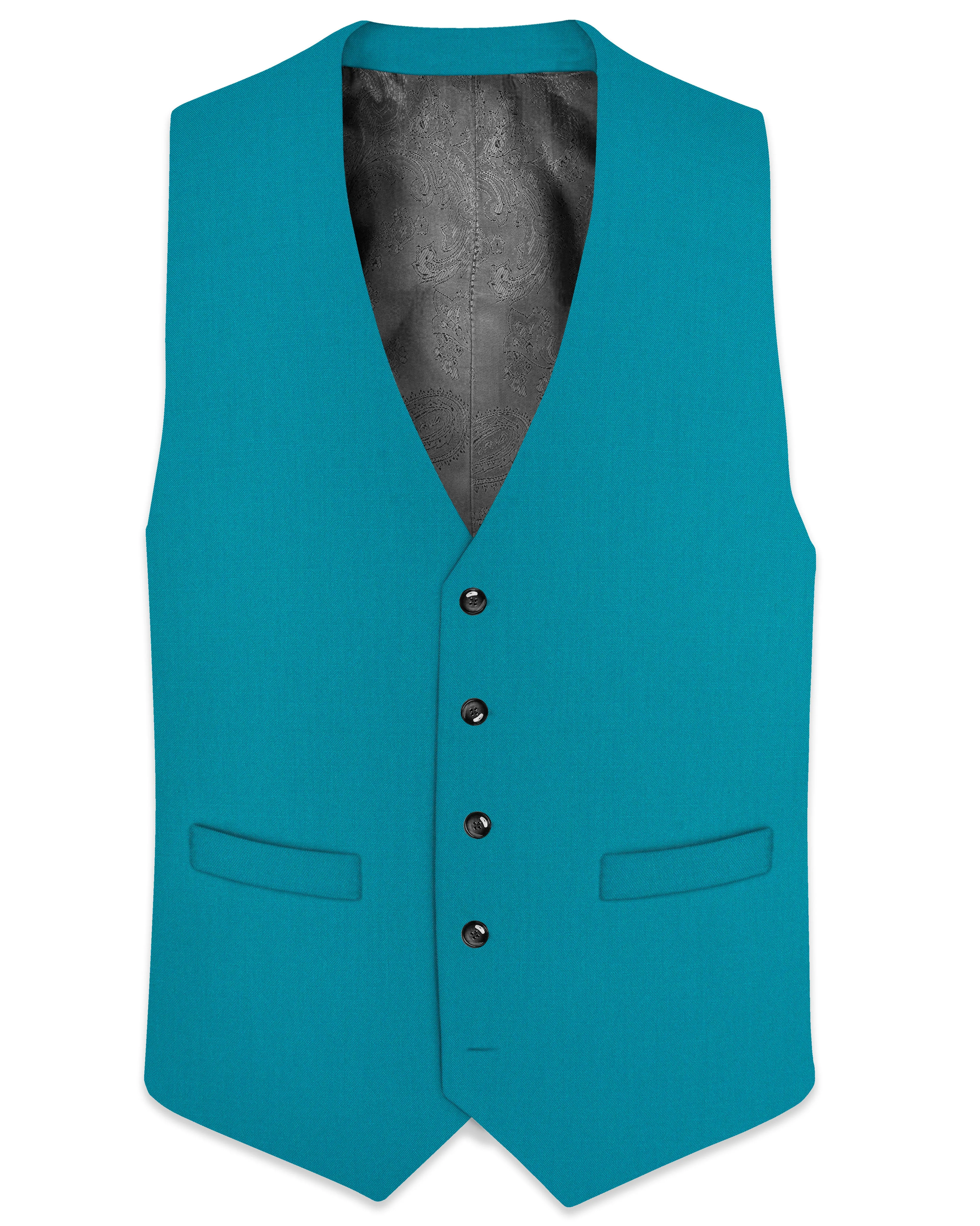 Zephir-Surfie Green Wool Rich Slight Stretch Waistcoat sold by French Crown