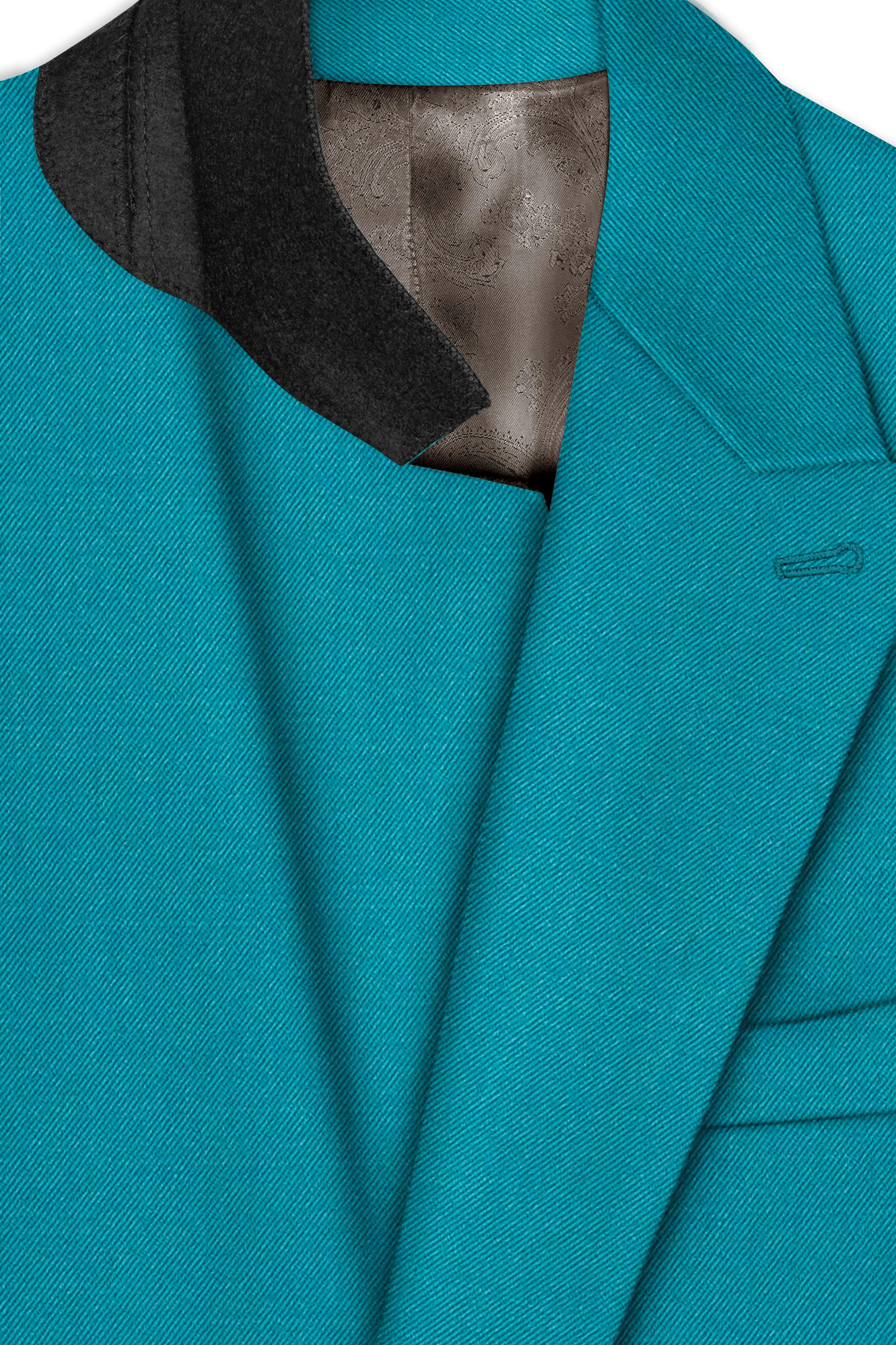 Zephir-Surfie Green Wool Rich Double Breasted Slight Stretch Blazer sold by French Crown product image thumbnail 4