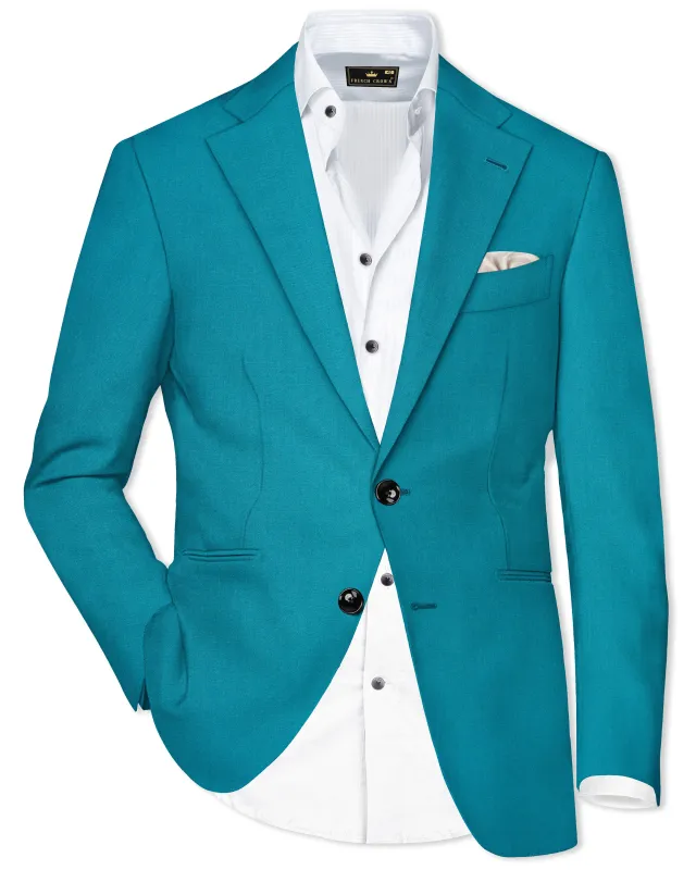 Zephir-Surfie Green Wool Rich Single Breasted Slight Stretch Blazer sold by French Crown