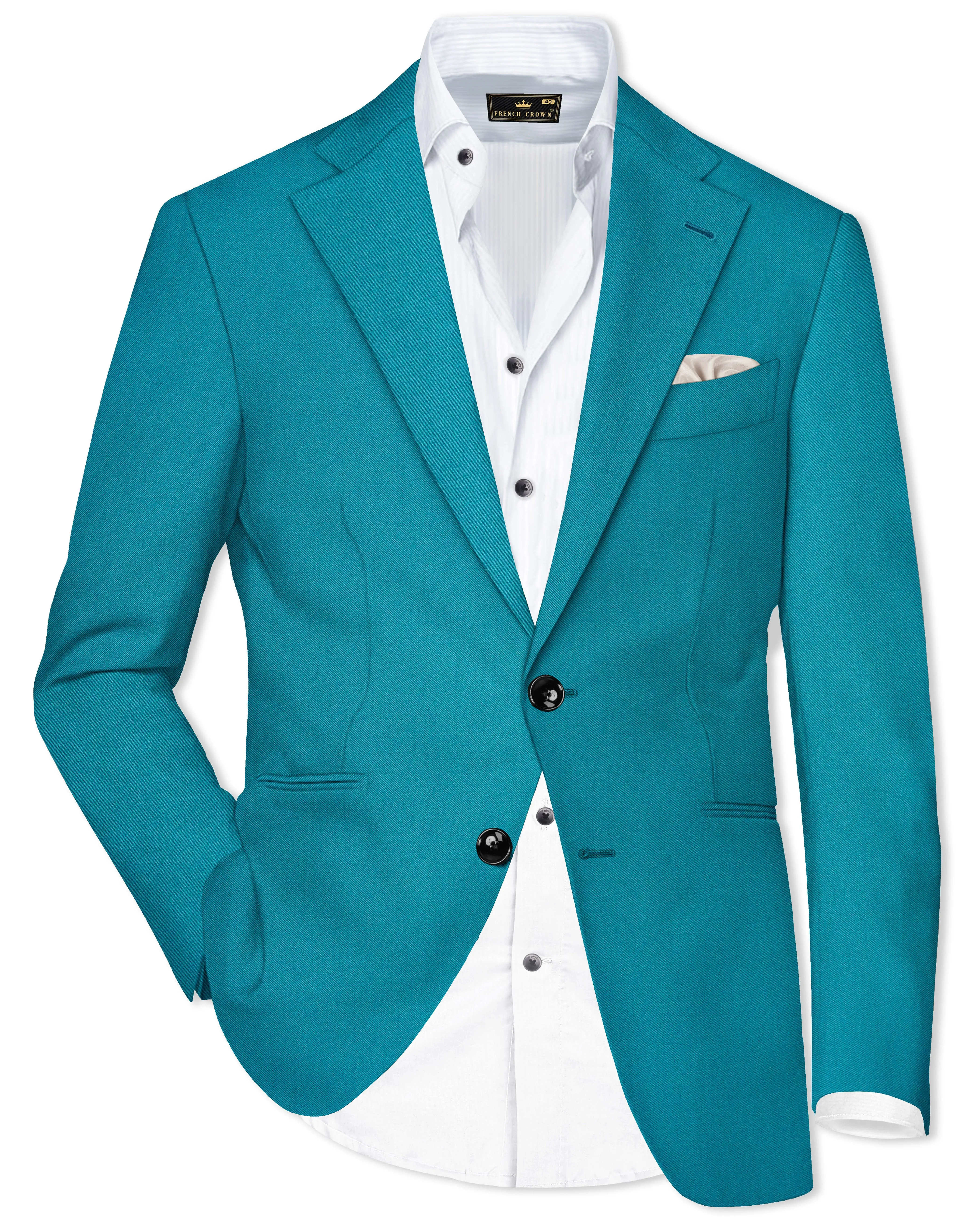 Zephir-Surfie Green Wool Rich Single Breasted Slight Stretch Blazer sold by French Crown