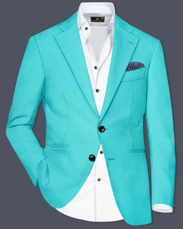 Aegir-Viking Blue Wool Rich Single Breasted Slight Stretch Blazer sold by French Crown