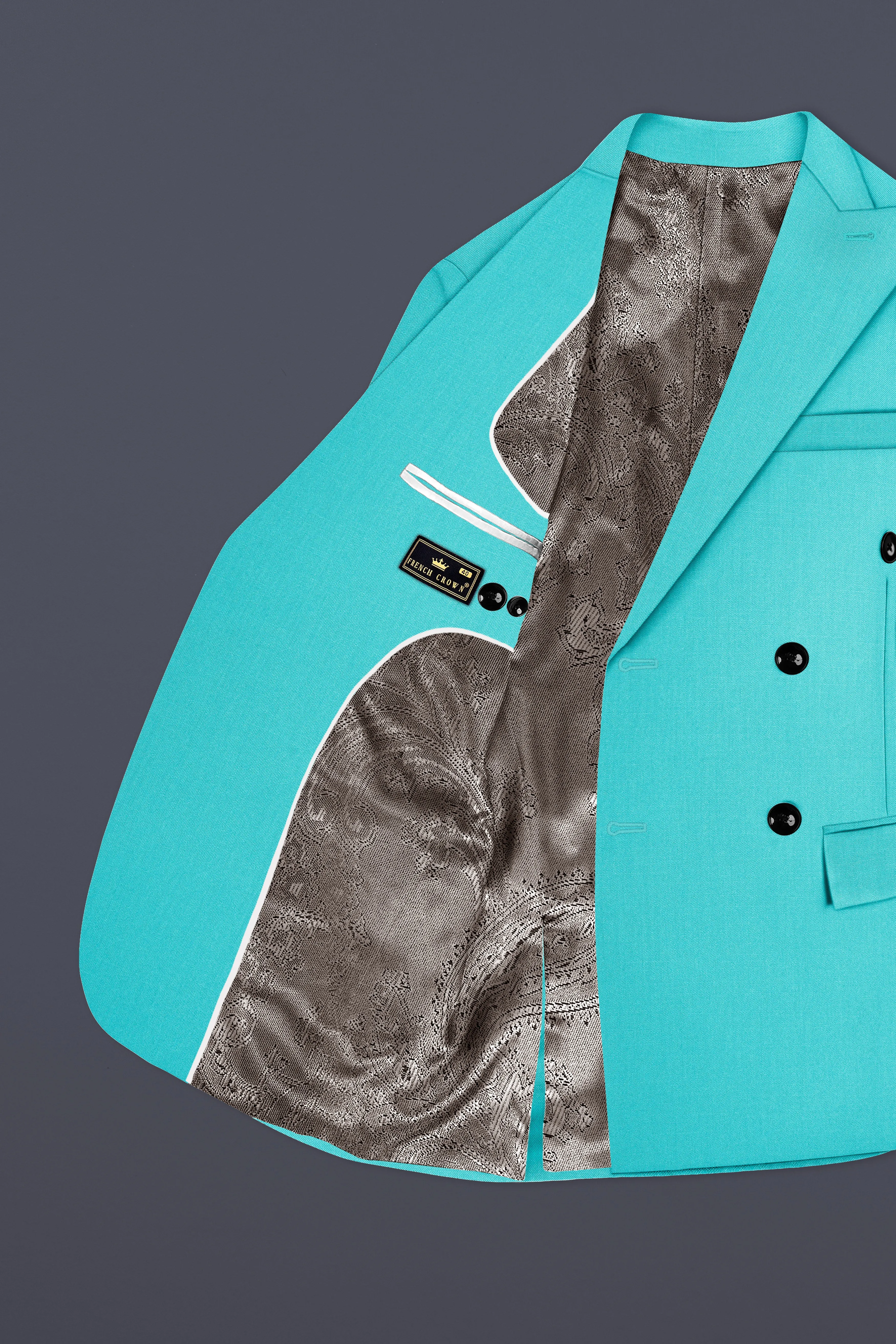 Aegir-Viking Blue Wool Rich Double Breasted Slight Stretch Blazer sold by French Crown product image thumbnail 5