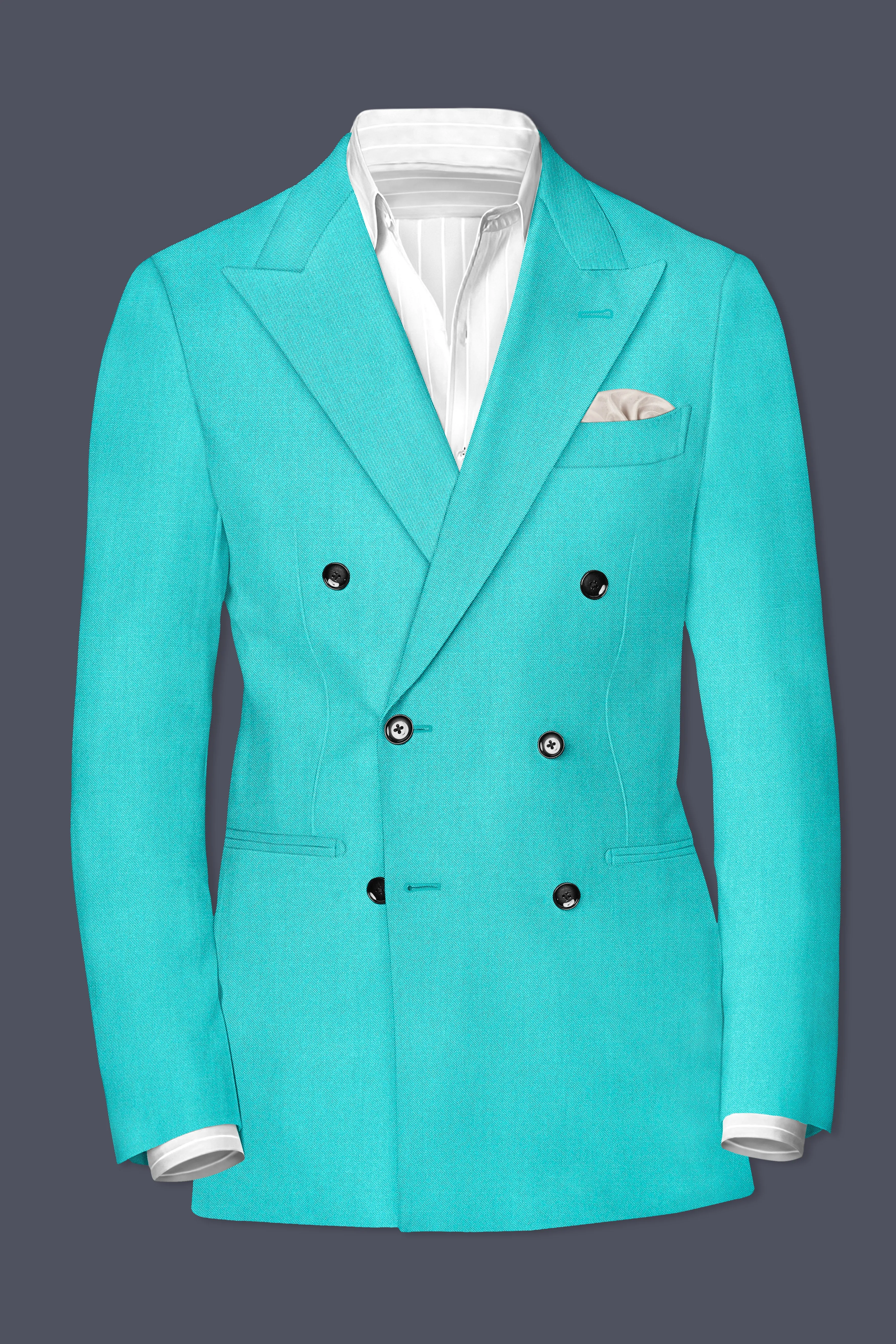 Aegir-Viking Blue Wool Rich Double Breasted Slight Stretch Blazer sold by French Crown product image thumbnail 2