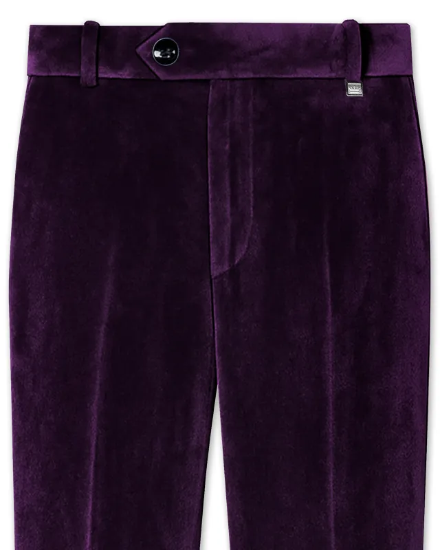 Purvella-Rasin Purple Velvet Stretchable Waistband Pant sold by French Crown