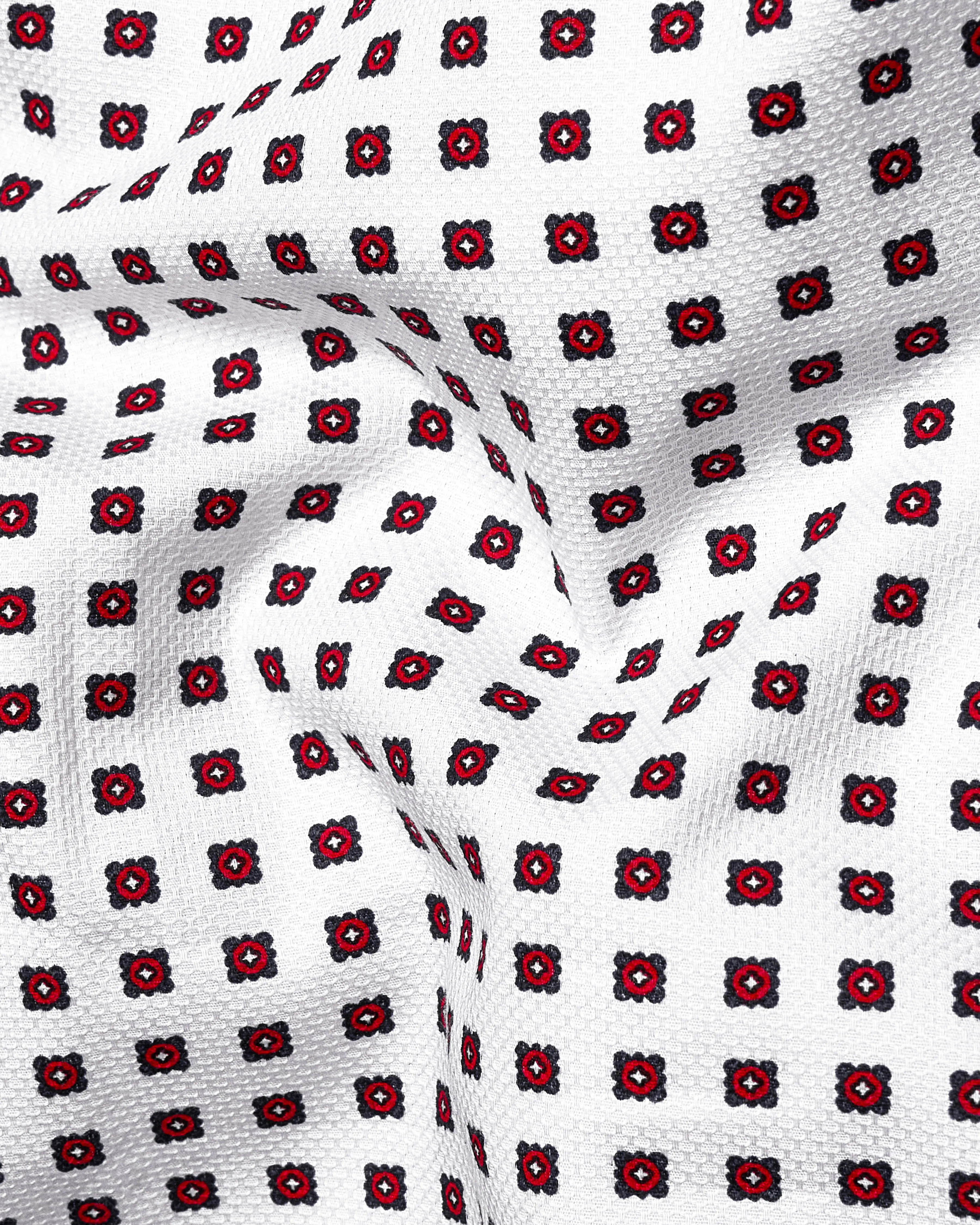 Bright White with Scarlet Red Dobby Textured Premium Giza Cotton Shirt sold by French Crown product image thumbnail 2