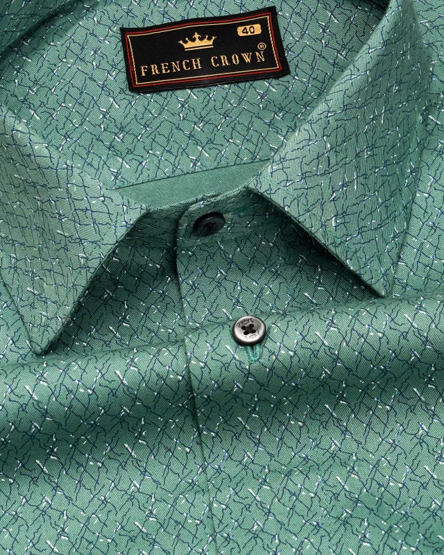 Viridian Green Printed Premium Cotton Shirt sold by French Crown