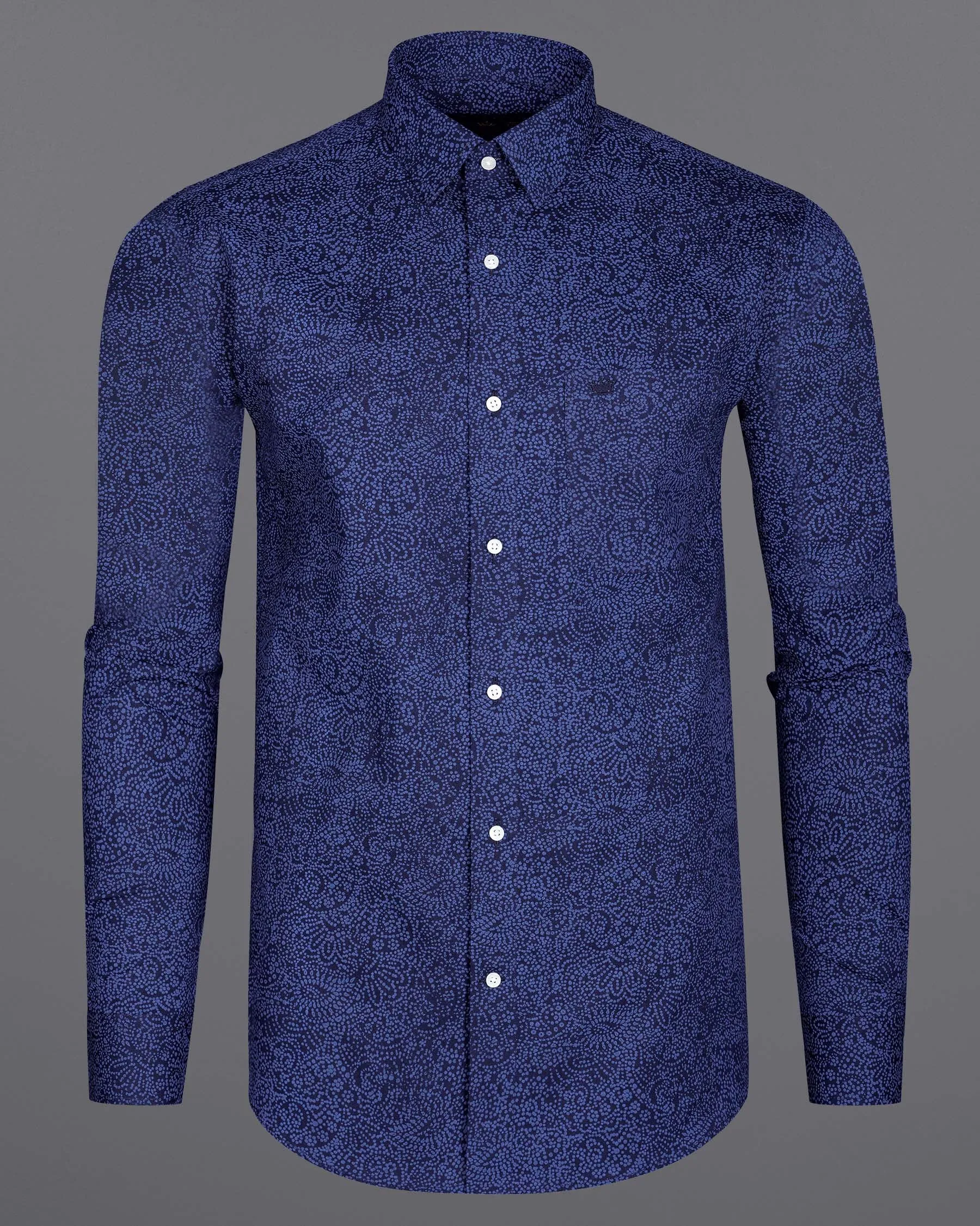 Mirage Blue With San Marino Blue Paisley Chambray Premium Cotton Shirt sold by French Crown product image thumbnail 5