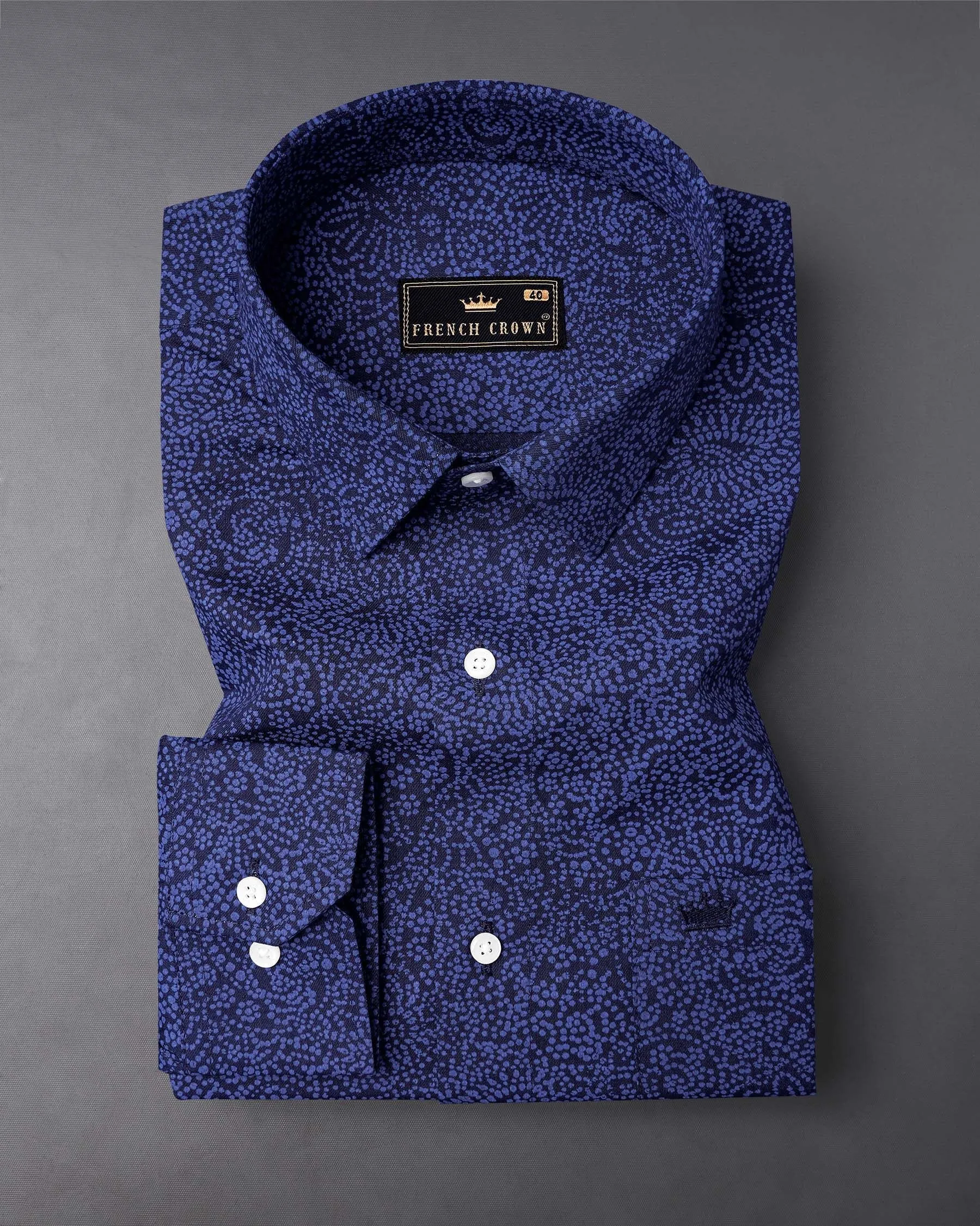 Mirage Blue With San Marino Blue Paisley Chambray Premium Cotton Shirt sold by French Crown product image thumbnail 3