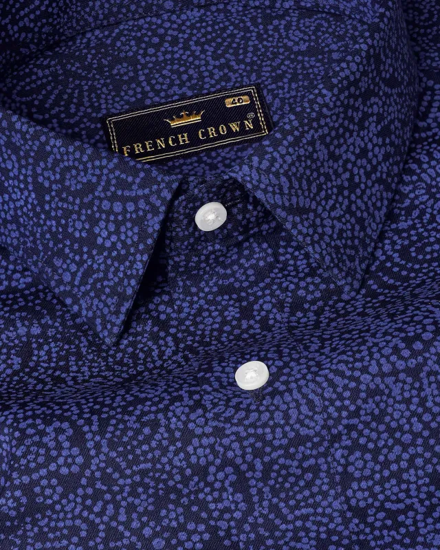 Mirage Blue With San Marino Blue Paisley Chambray Premium Cotton Shirt sold by French Crown