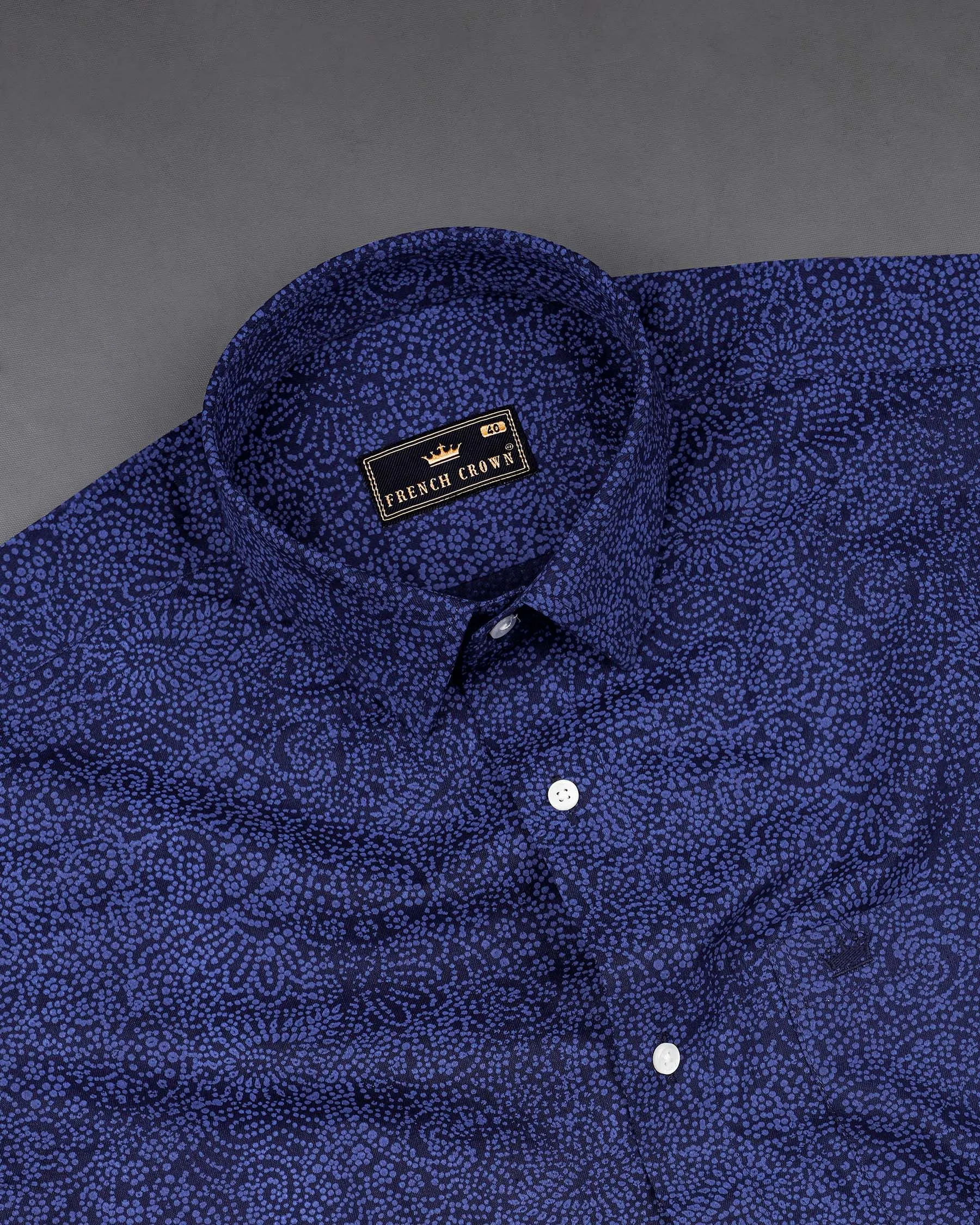 Mirage Blue With San Marino Blue Paisley Chambray Premium Cotton Shirt sold by French Crown product image thumbnail 4