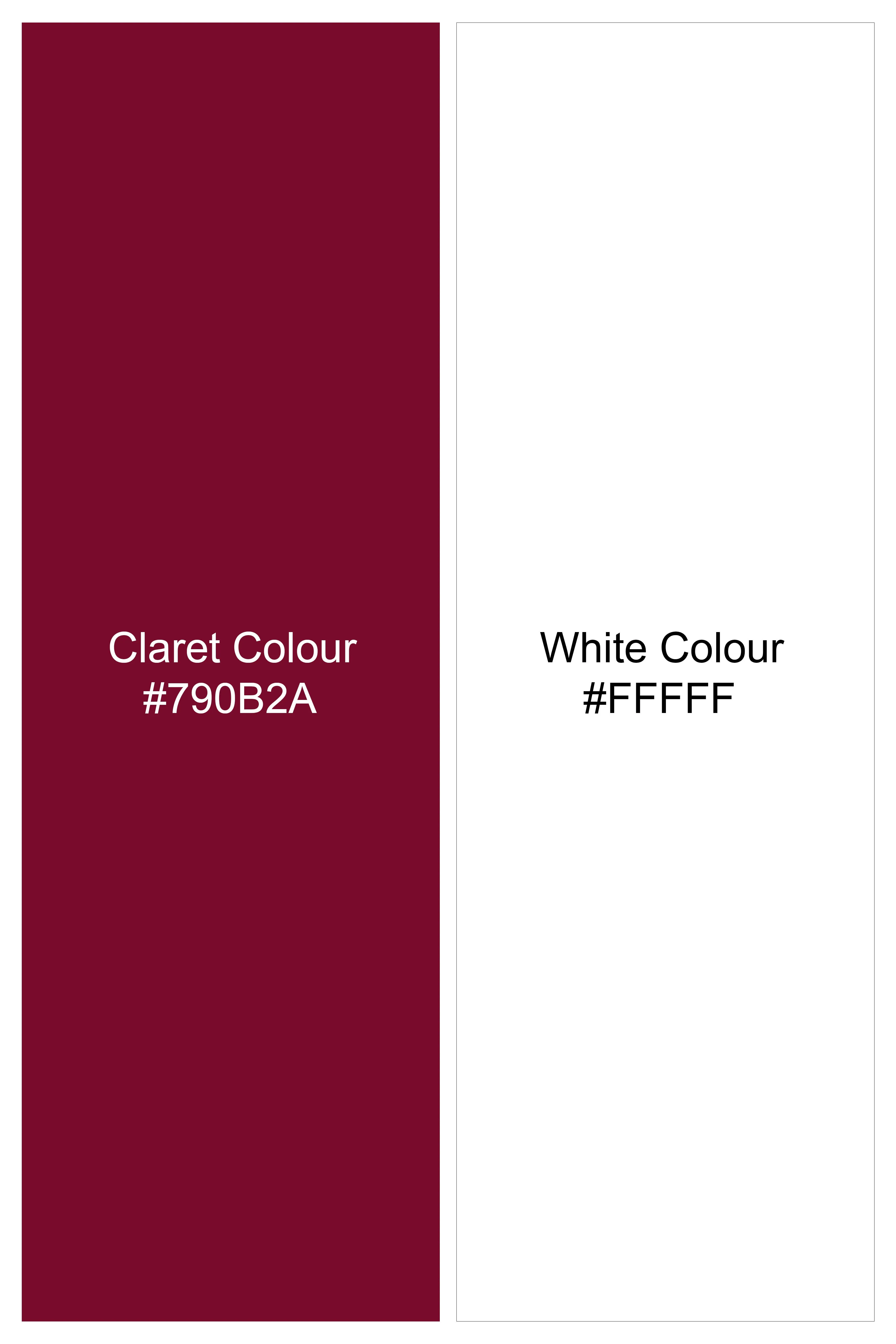 Claret Red Dobby Textured Premium Giza Cotton Shirt sold by French Crown product image thumbnail 5