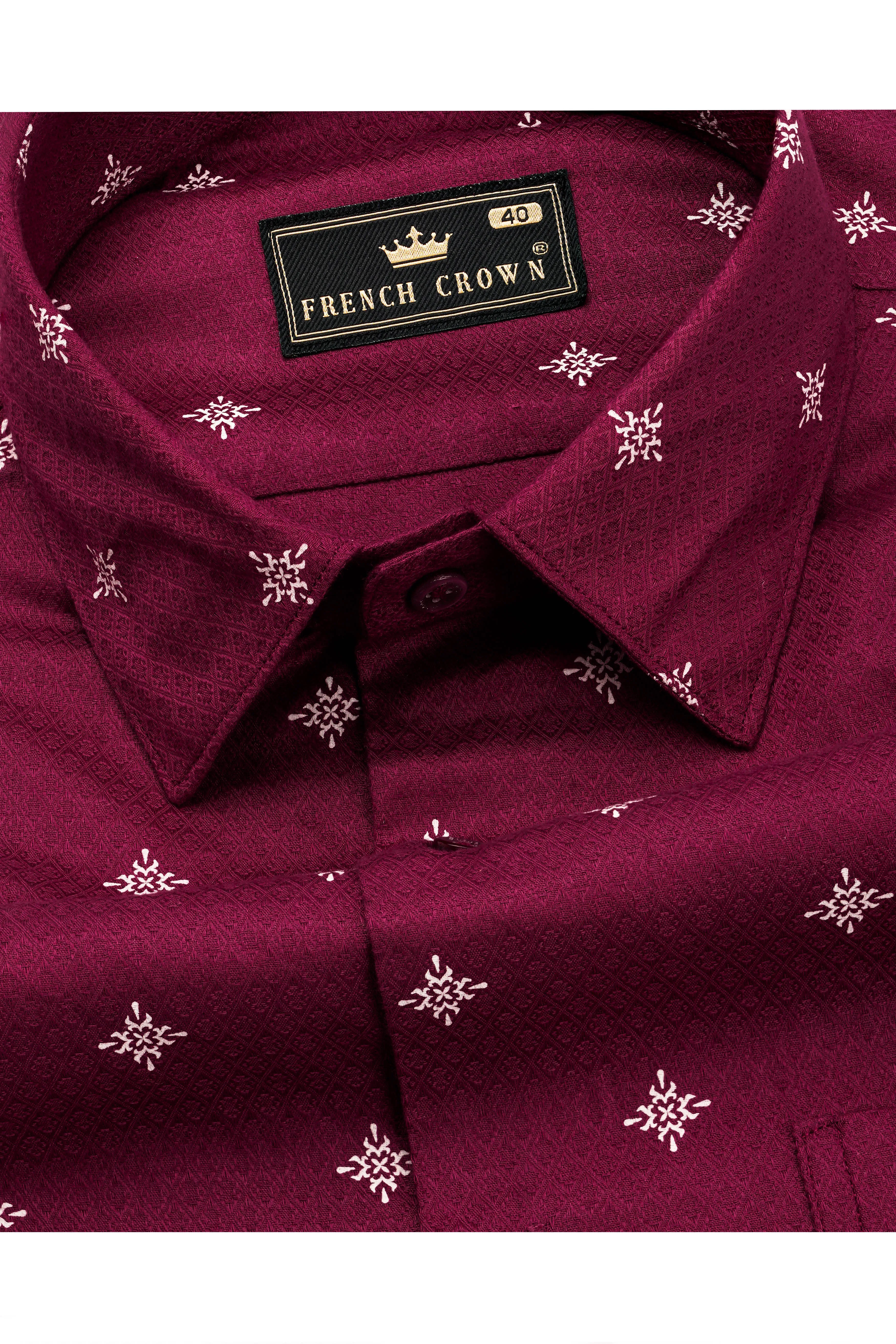 Claret Red Dobby Textured Premium Giza Cotton Shirt sold by French Crown