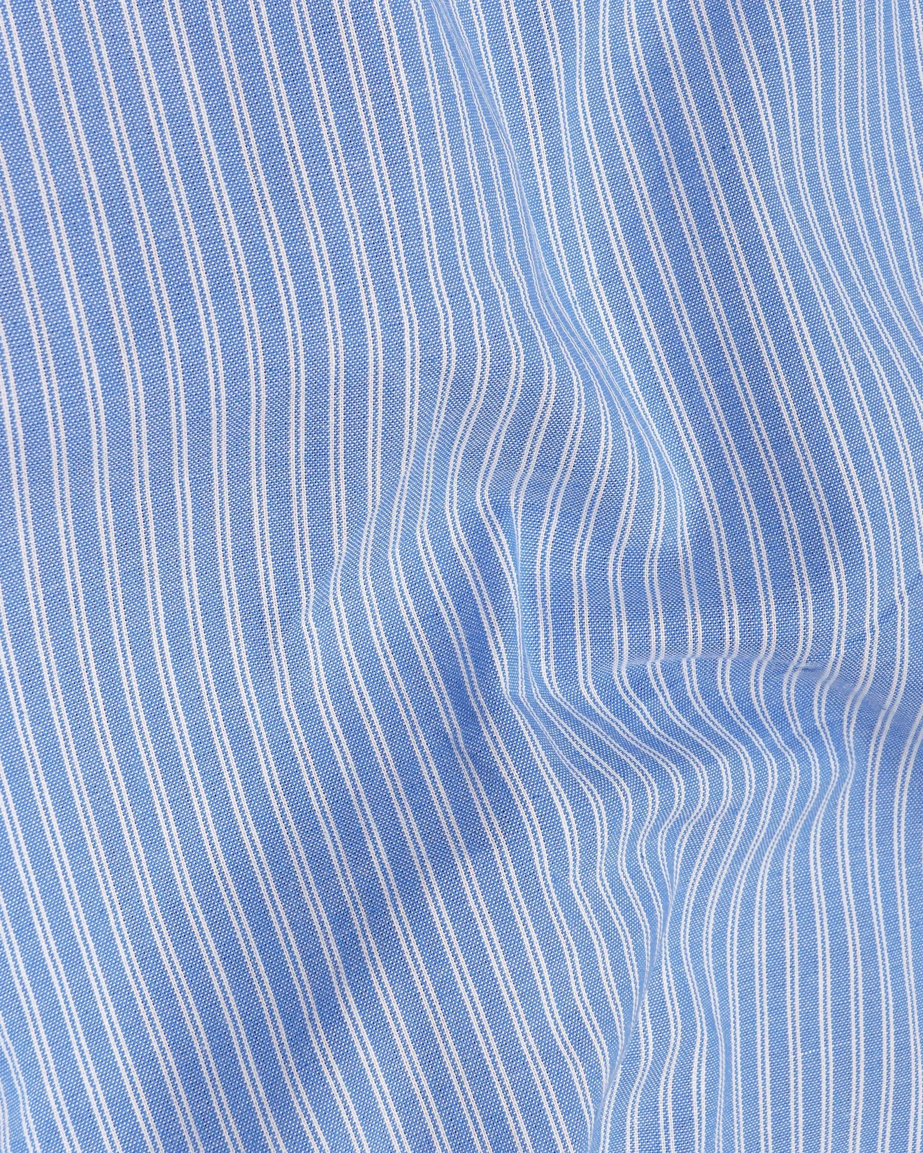 Indigo Blue and White Striped Royal Oxford Shirt sold by French Crown product image thumbnail 2