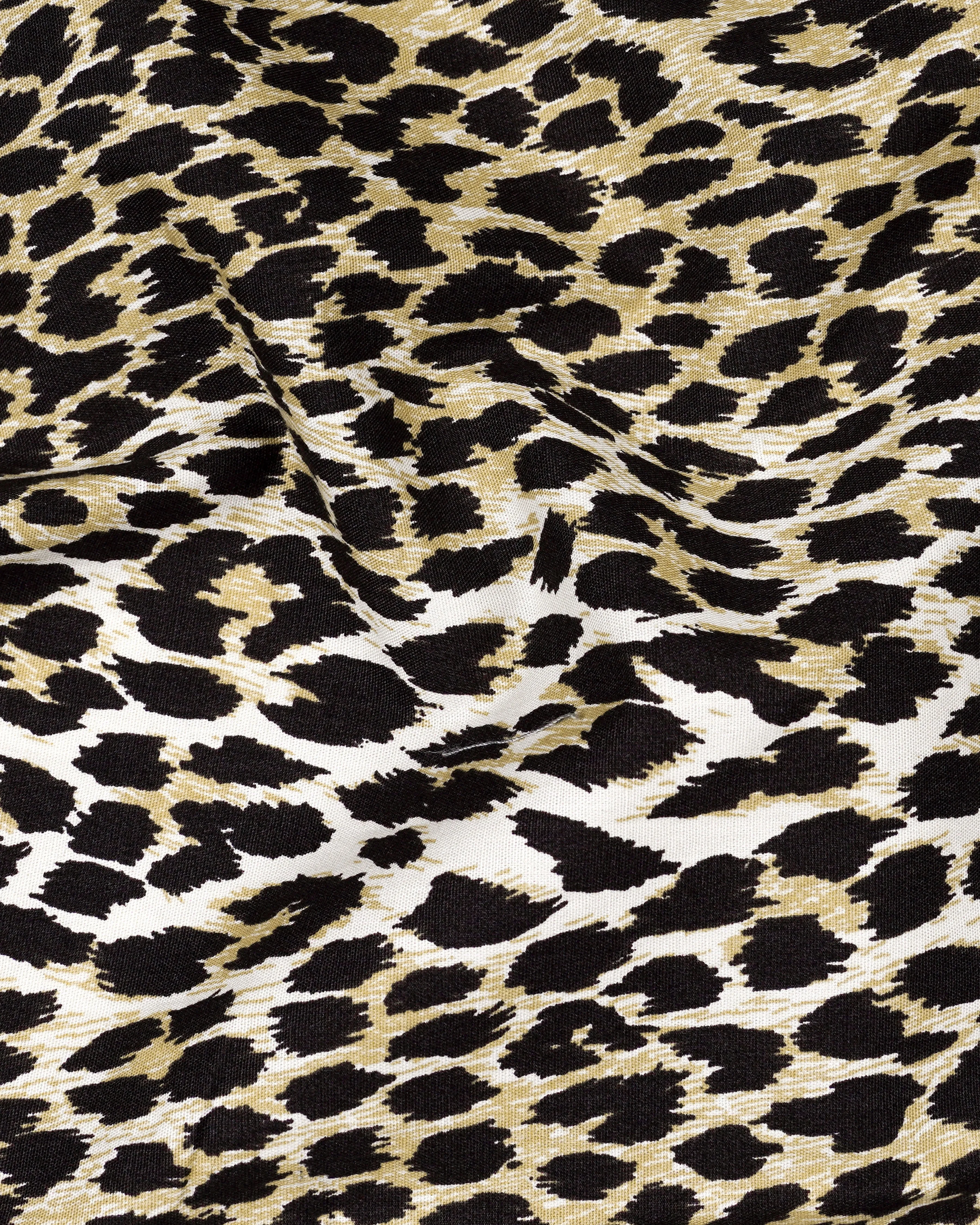 Cararra Cream with Brandy Brown and Black Leopard Striped Printed Premium Cotton Shirt sold by French Crown product image thumbnail 2