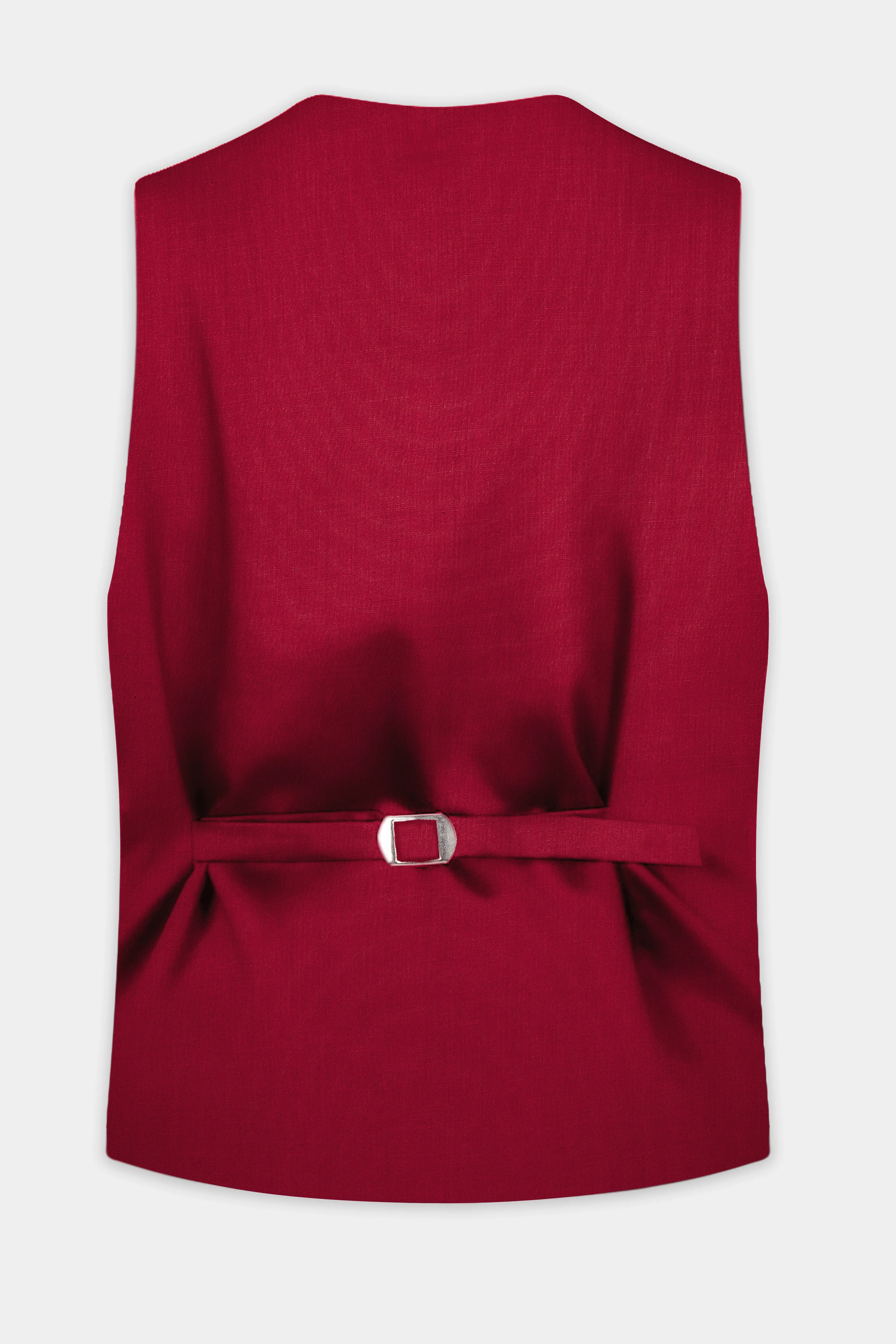 Vermilion-Chili Red Solid Wool Rich Slight Stretch Waistcoat sold by French Crown product image thumbnail 4