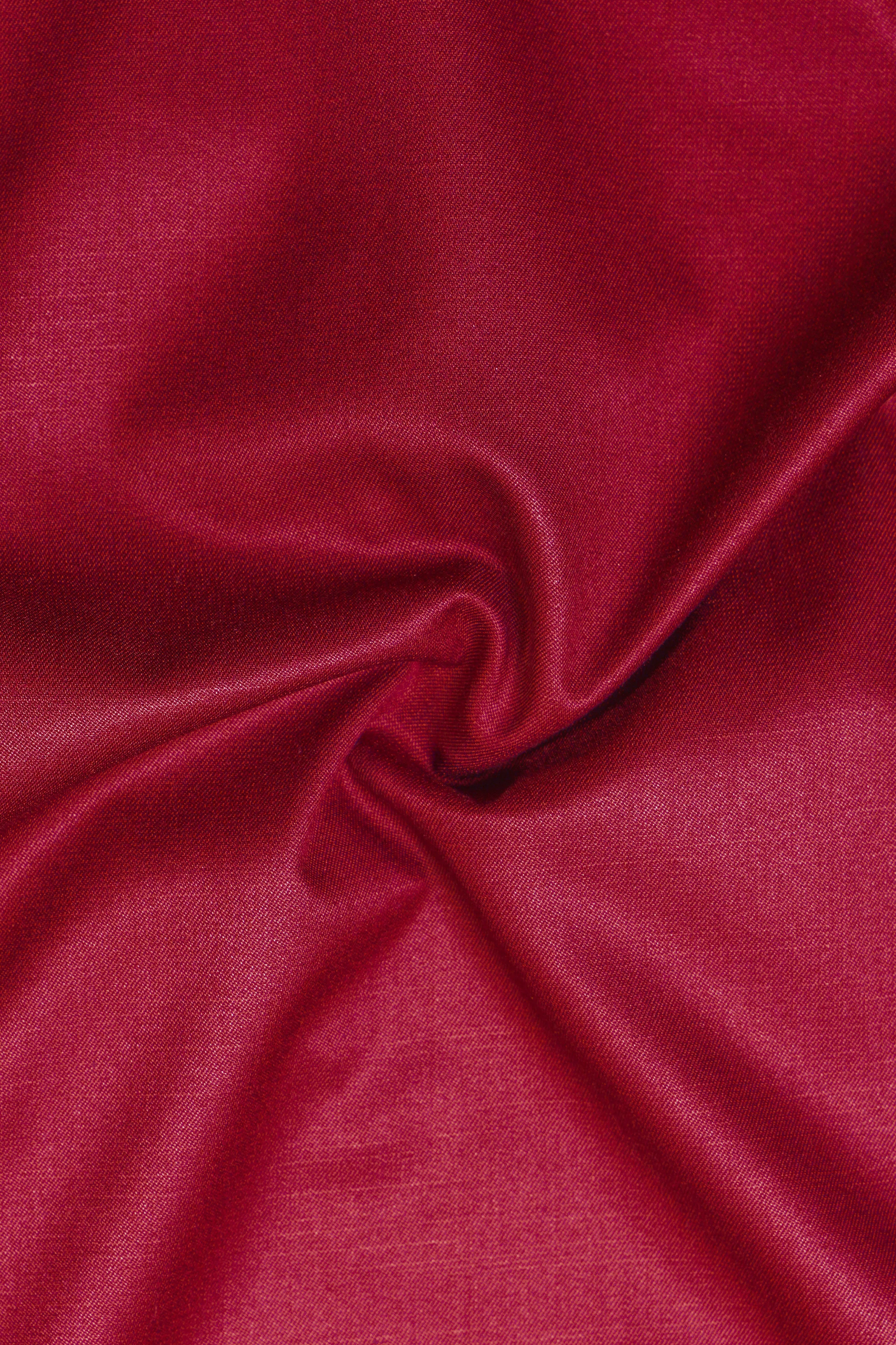Vermilion-Chili Red Solid Wool Rich Slight Stretch Waistcoat sold by French Crown product image thumbnail 3