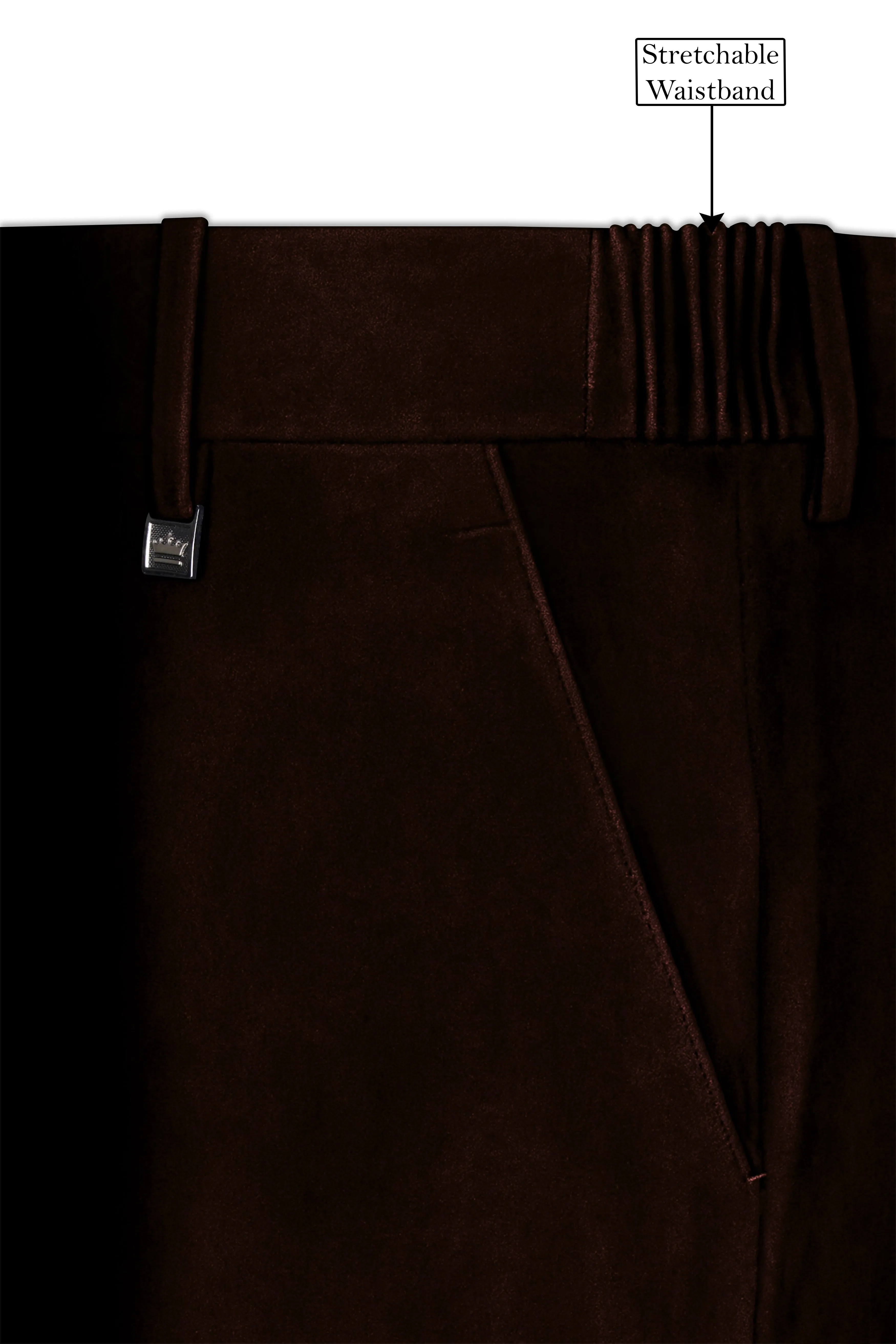 Fumivell-Asphalt Brown Velvet Stretchable Waistband Pant sold by French Crown product image thumbnail 5