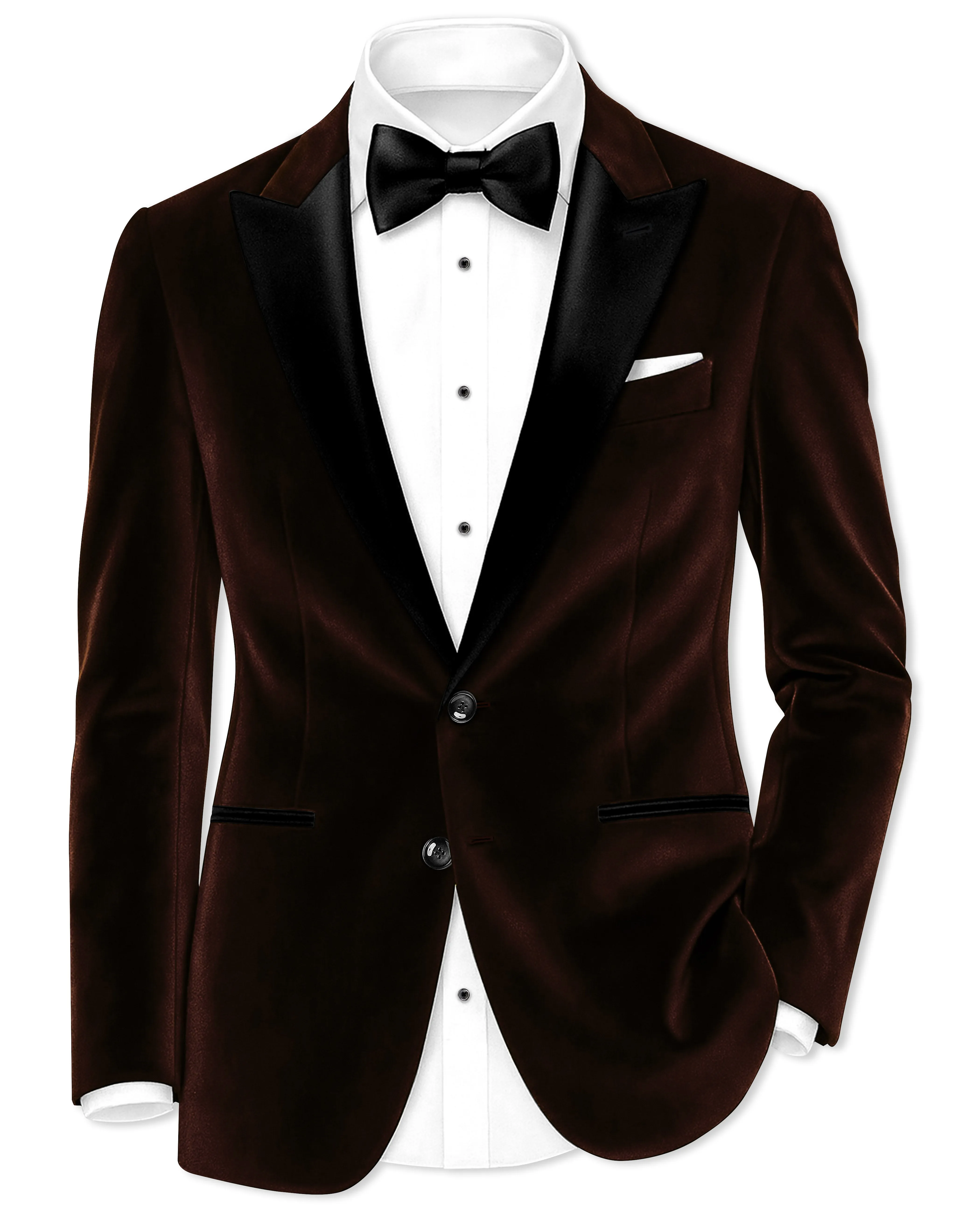 Fumivell-Asphalt Brown Velvet Peak Lapel Tuxedo Blazer sold by French Crown