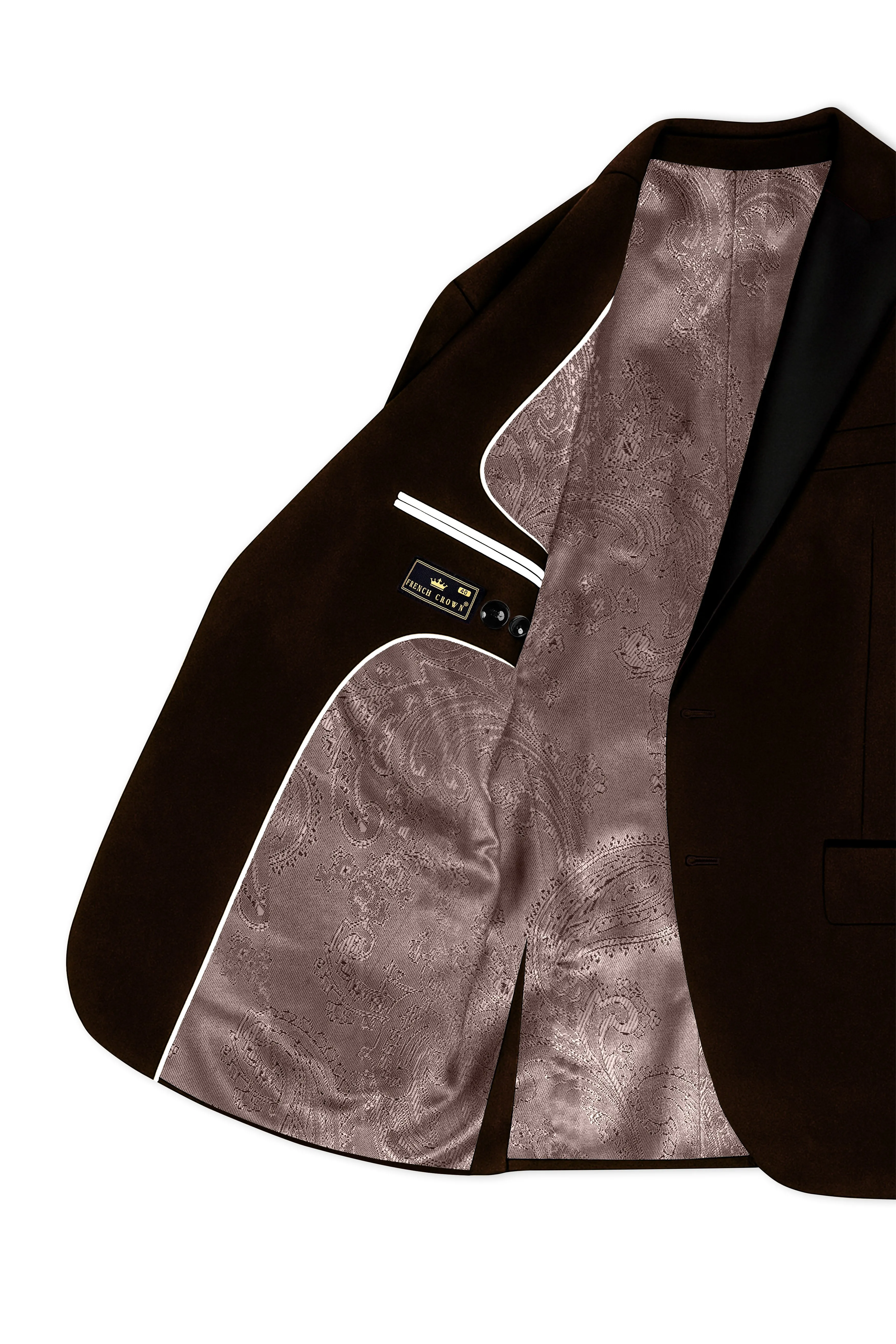Fumivell-Asphalt Brown Velvet Peak Lapel Tuxedo Blazer sold by French Crown product image thumbnail 5
