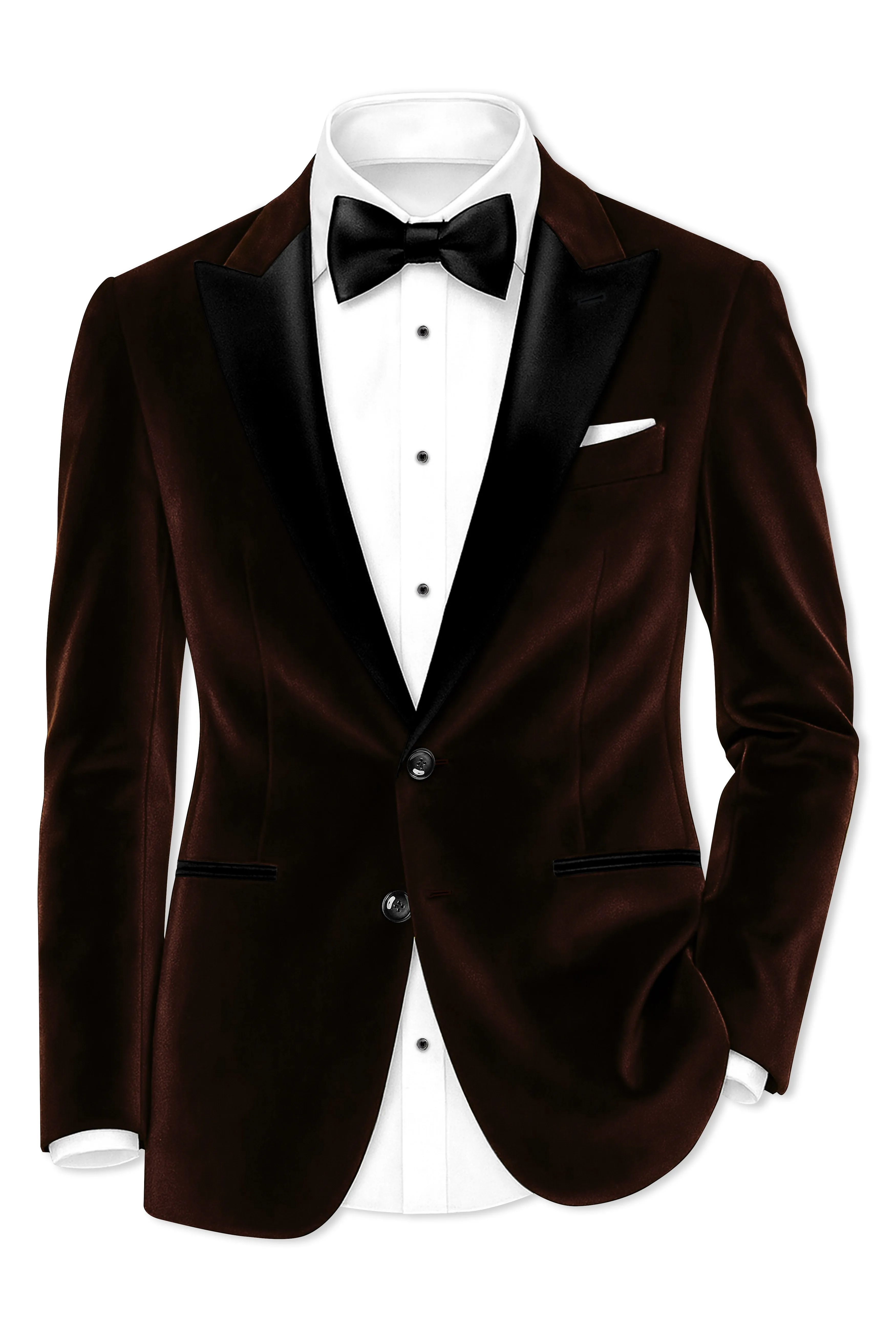 Fumivell-Asphalt Brown Velvet Peak Lapel Tuxedo Blazer sold by French Crown product image thumbnail 2