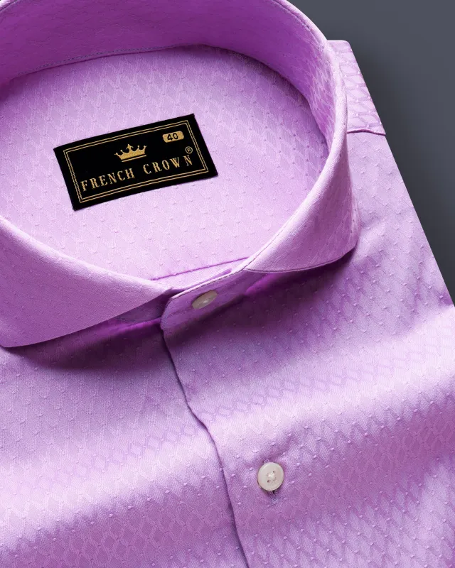 Florique-Wisteria Purple Jacquard Textured Premium Cotton Dress Shirt sold by French Crown