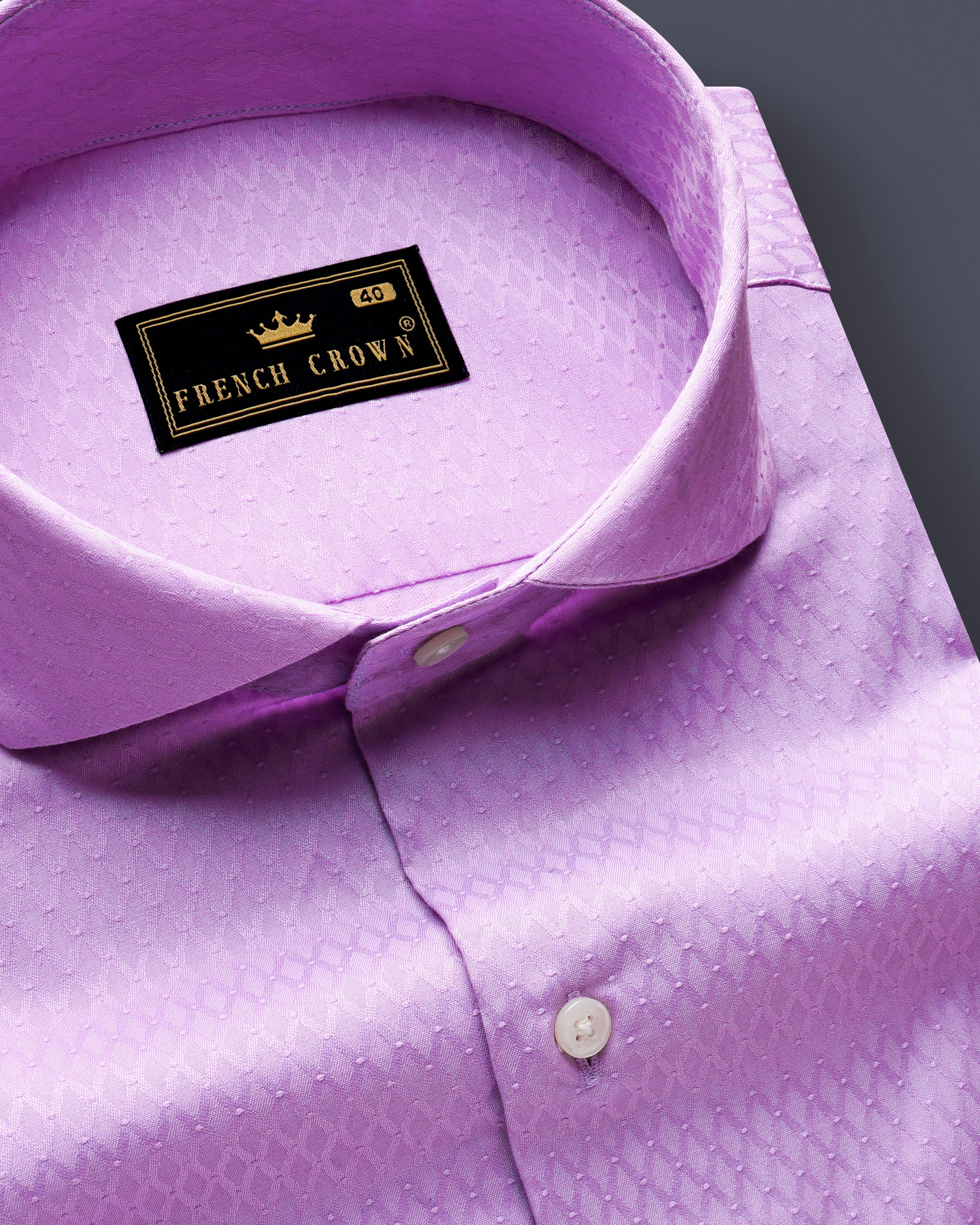 Florique-Wisteria Purple Jacquard Textured Premium Cotton Dress Shirt sold by French Crown
