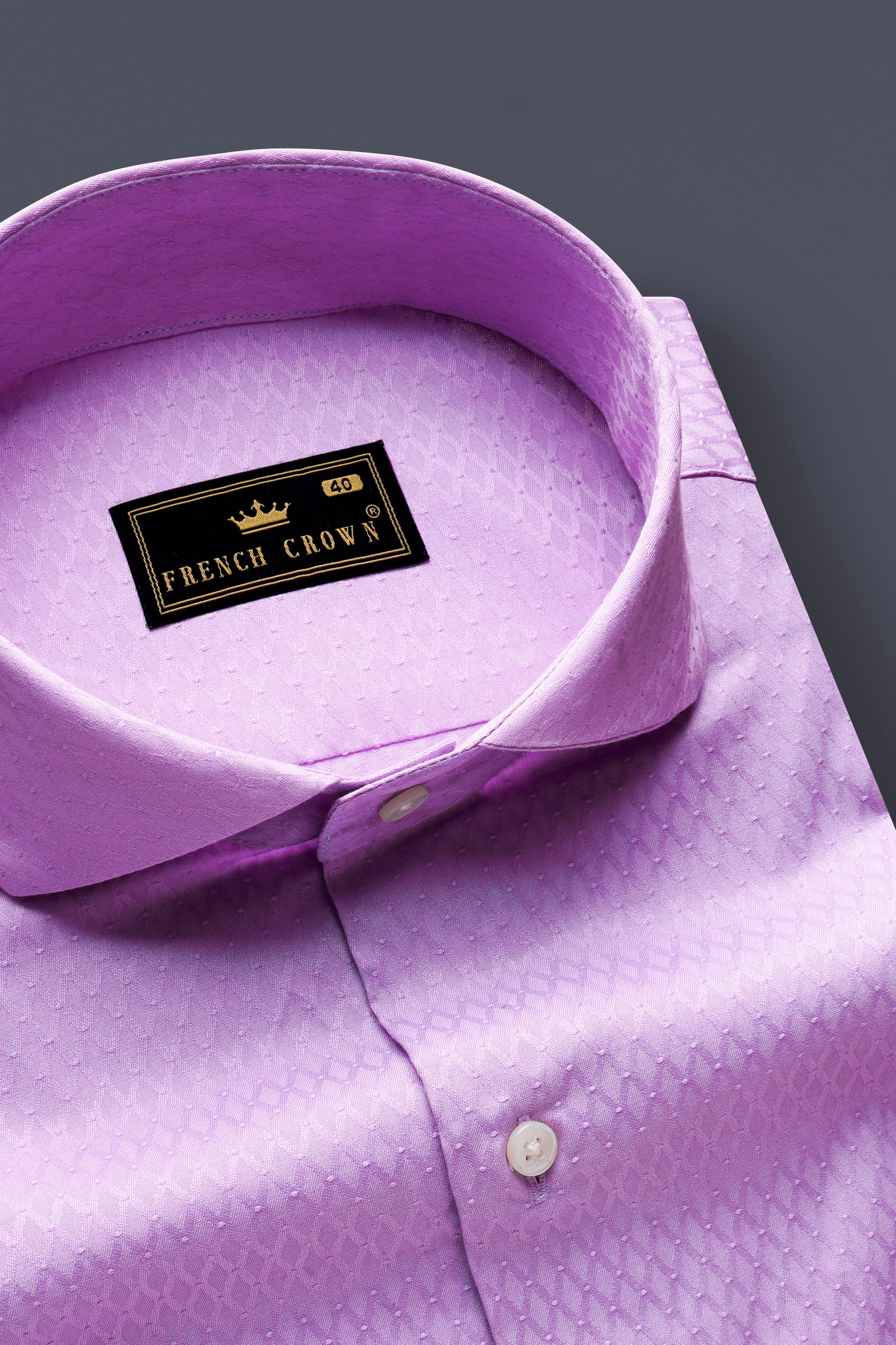 Florique-Wisteria Purple Jacquard Textured Premium Cotton Dress Shirt sold by French Crown product image thumbnail 2