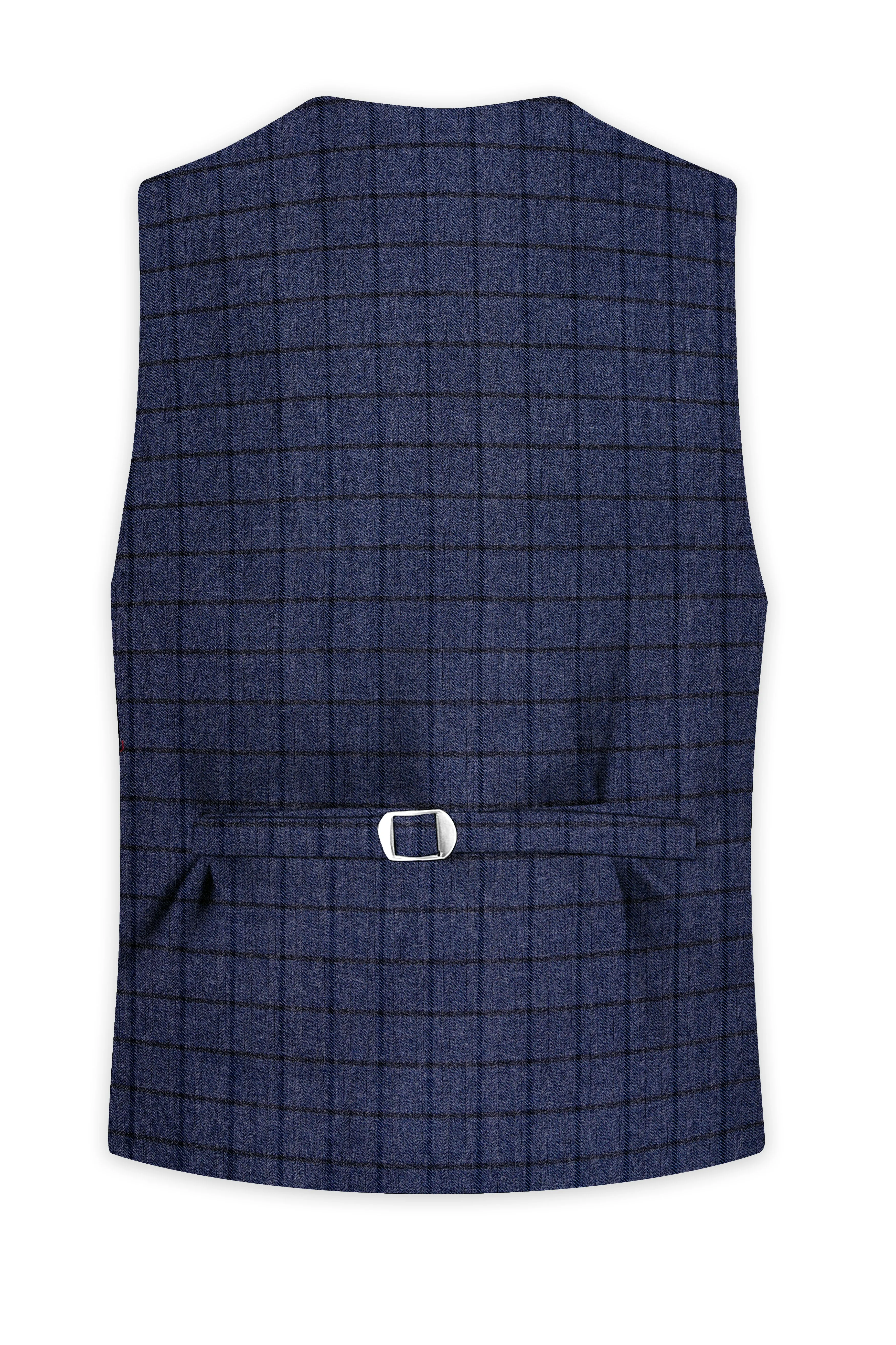 Ebony Clay Blue Windowpane Tweed Waistcoat sold by French Crown product image thumbnail 4