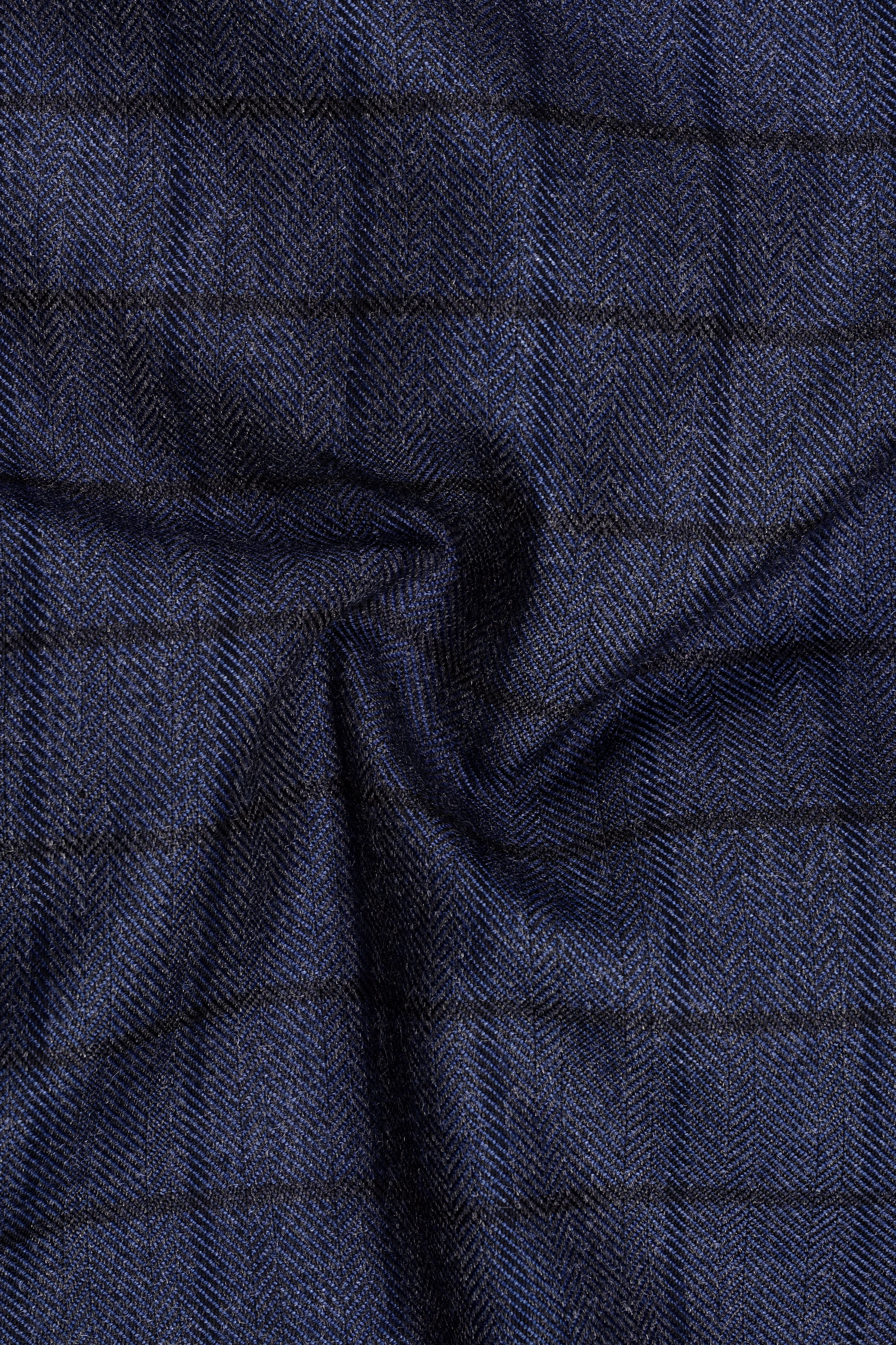 Ebony Clay Blue Windowpane Tweed Waistcoat sold by French Crown product image thumbnail 3