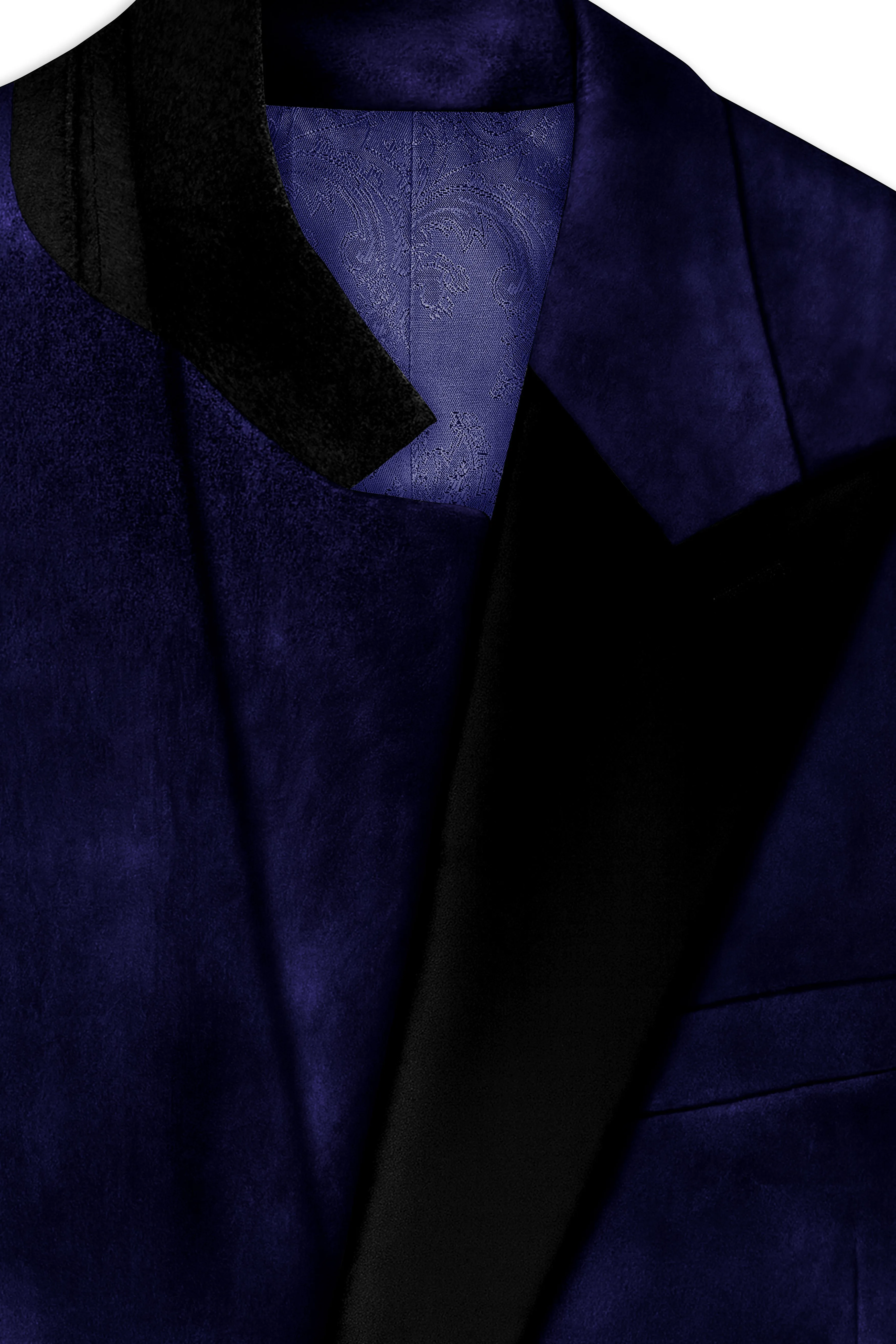 Azurion-Royal Blue Velvet Peak Lapel Tuxedo Blazer sold by French Crown product image thumbnail 4