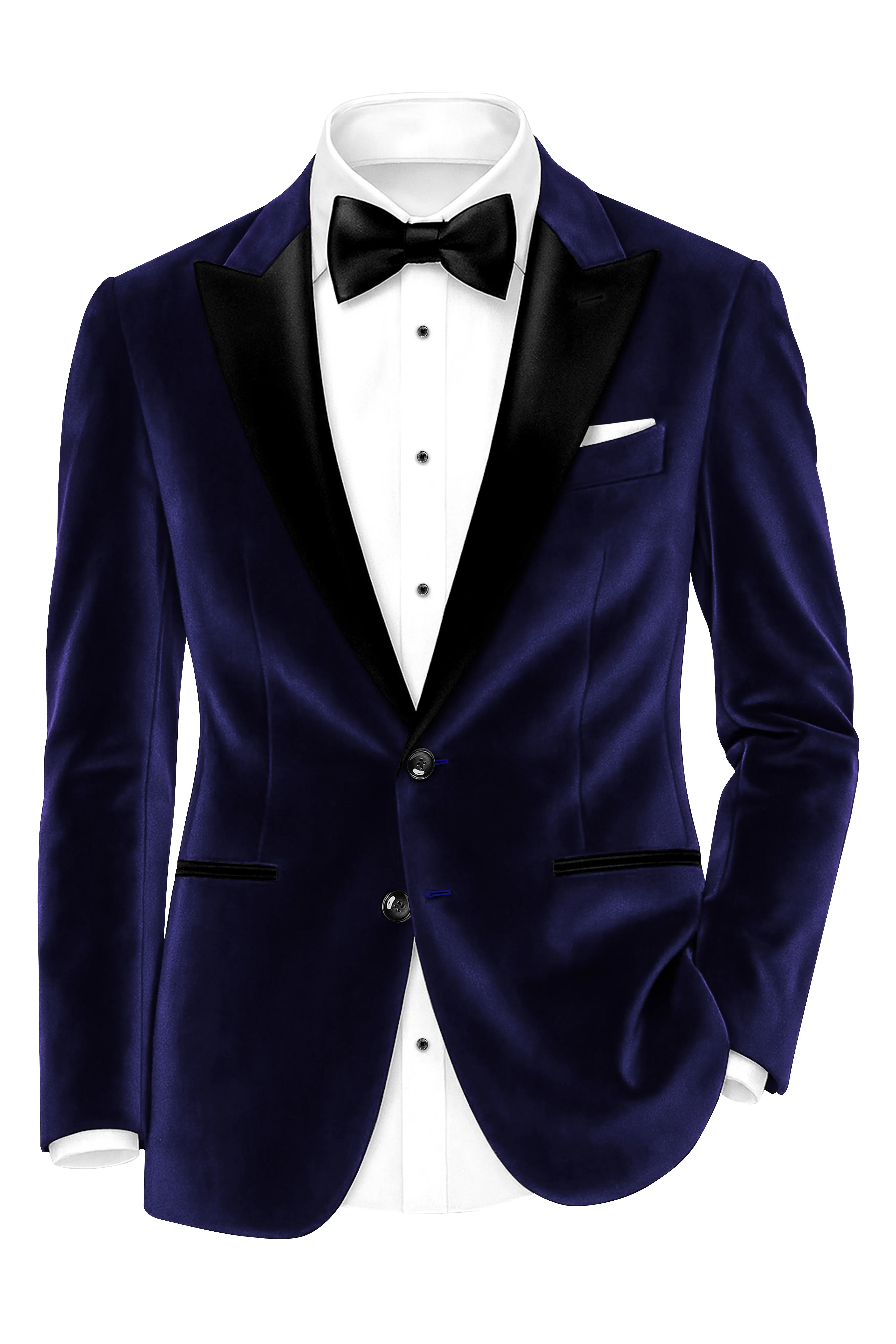 Azurion-Royal Blue Velvet Peak Lapel Tuxedo Blazer sold by French Crown product image thumbnail 2
