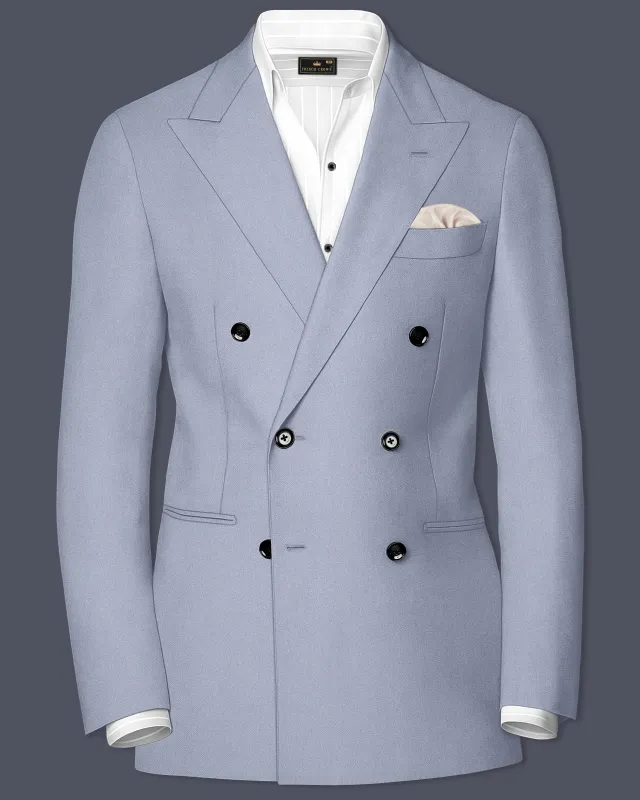 Silgrove-Loblolly Gray Wool Rich Double Breasted Slight Stretch Blazer sold by French Crown