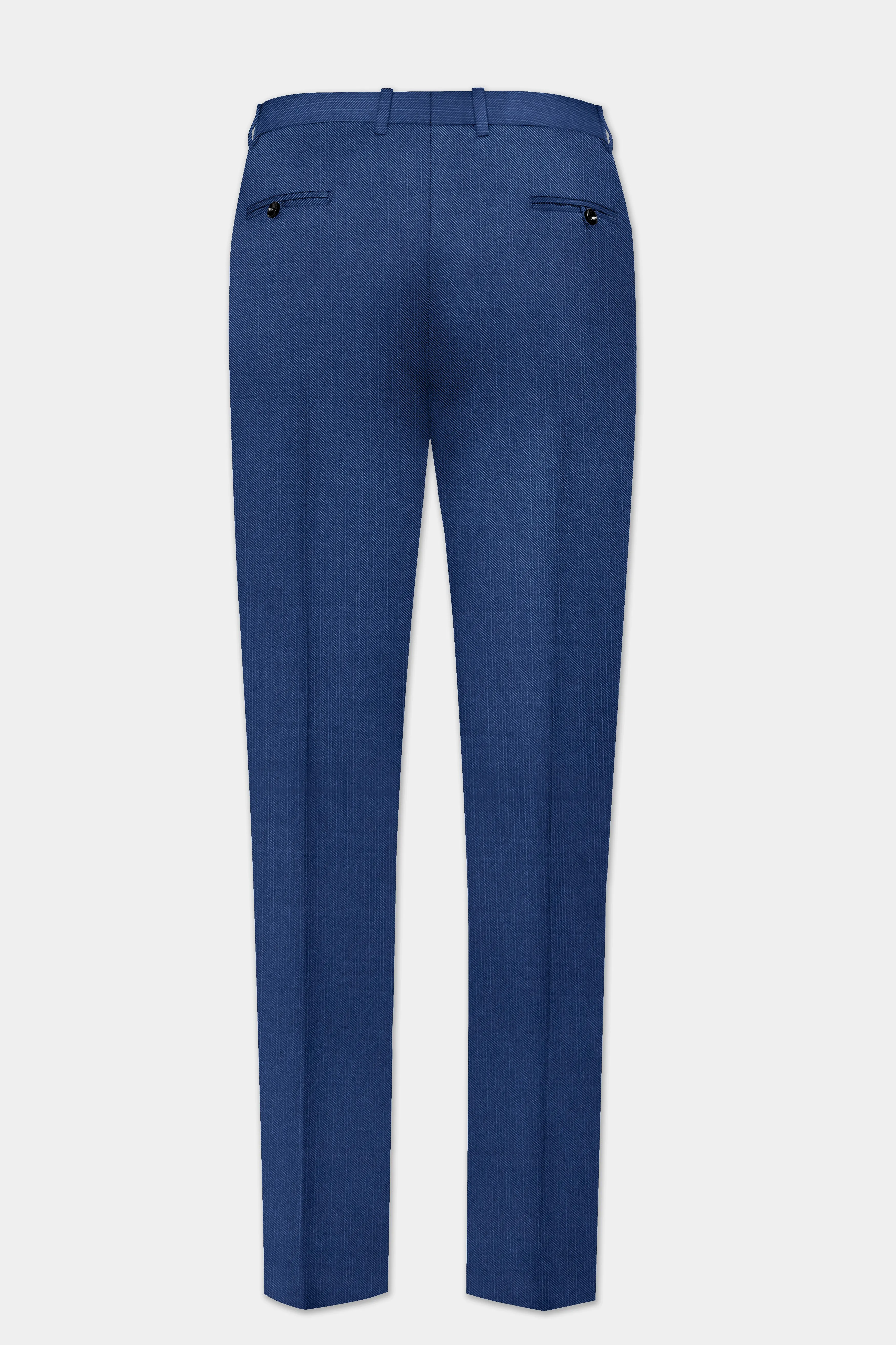 Marinoir-Cello Blue Solid Wool Rich Slight Stretch Waistband Pant sold by French Crown product image thumbnail 5