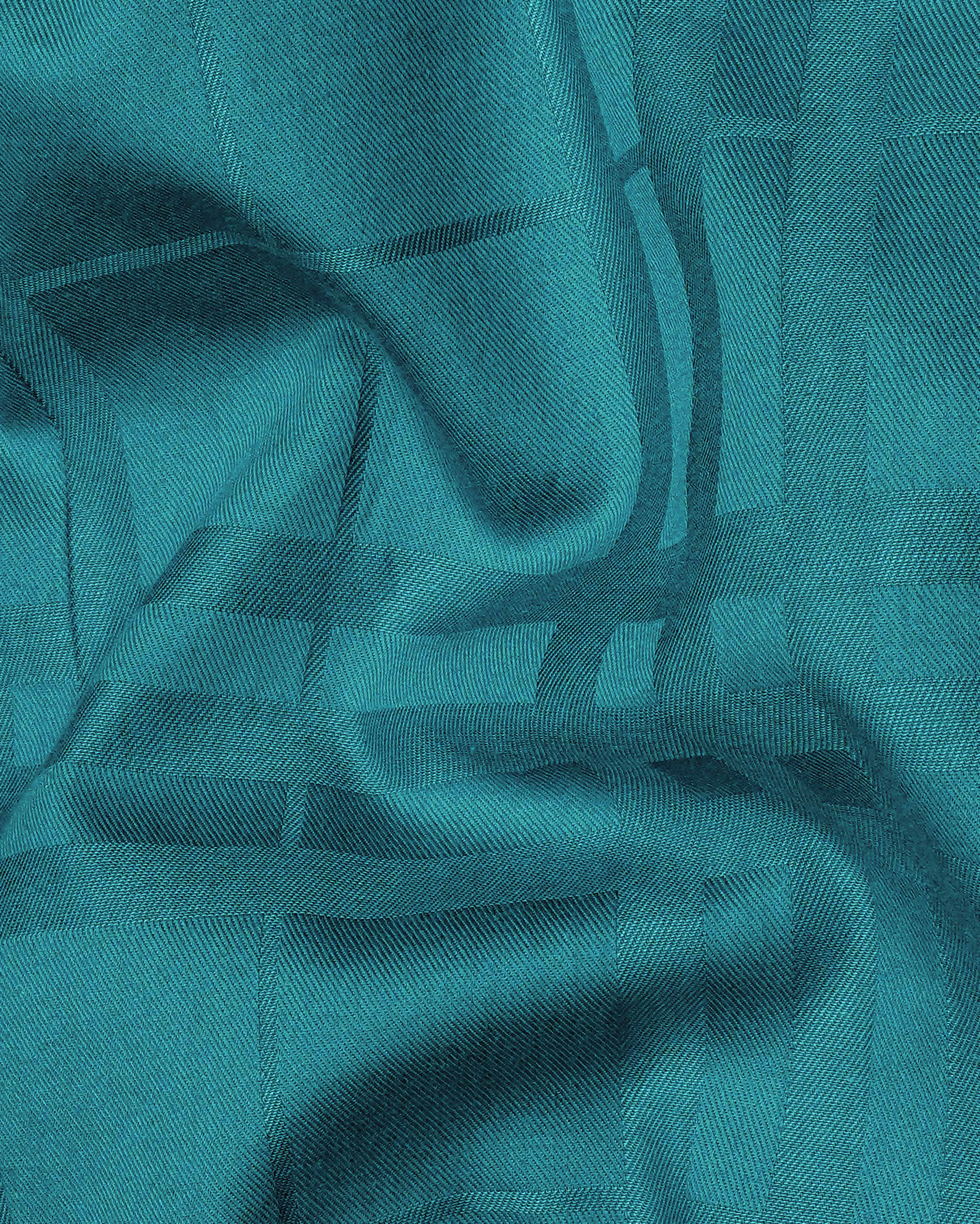 Surfie Green Plaid Dobby Textured Premium Giza Cotton Shirt sold by French Crown product image thumbnail 2