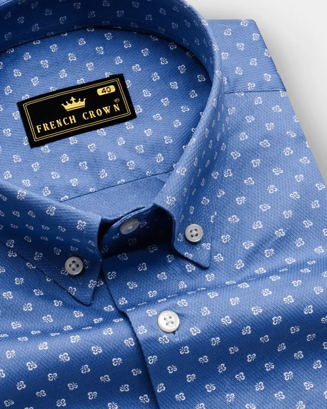 Dusty Blue Dobby Textured Premium Giza Cotton Shirt sold by French Crown