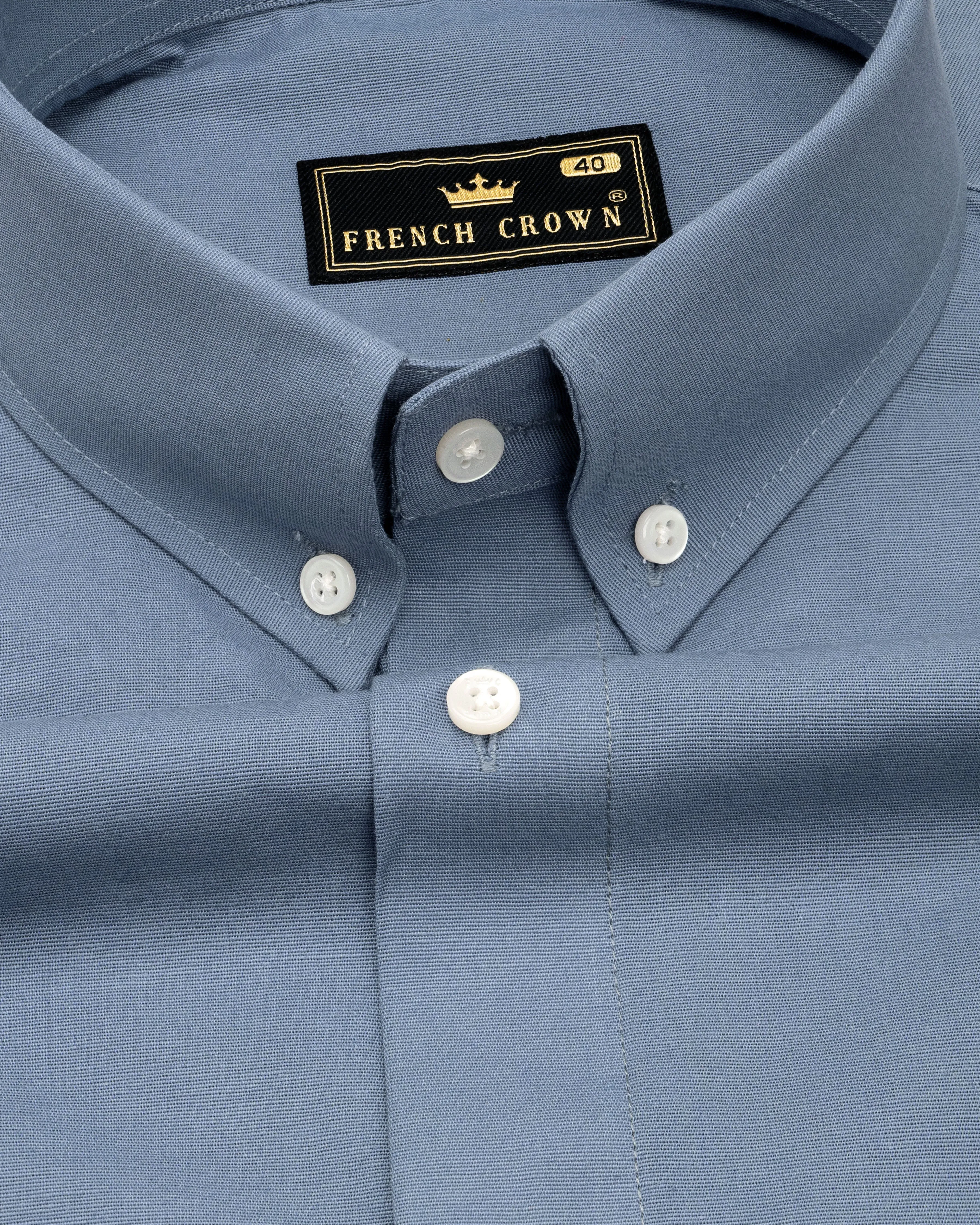 Raven Gray Chambray Textured Shirt sold by French Crown