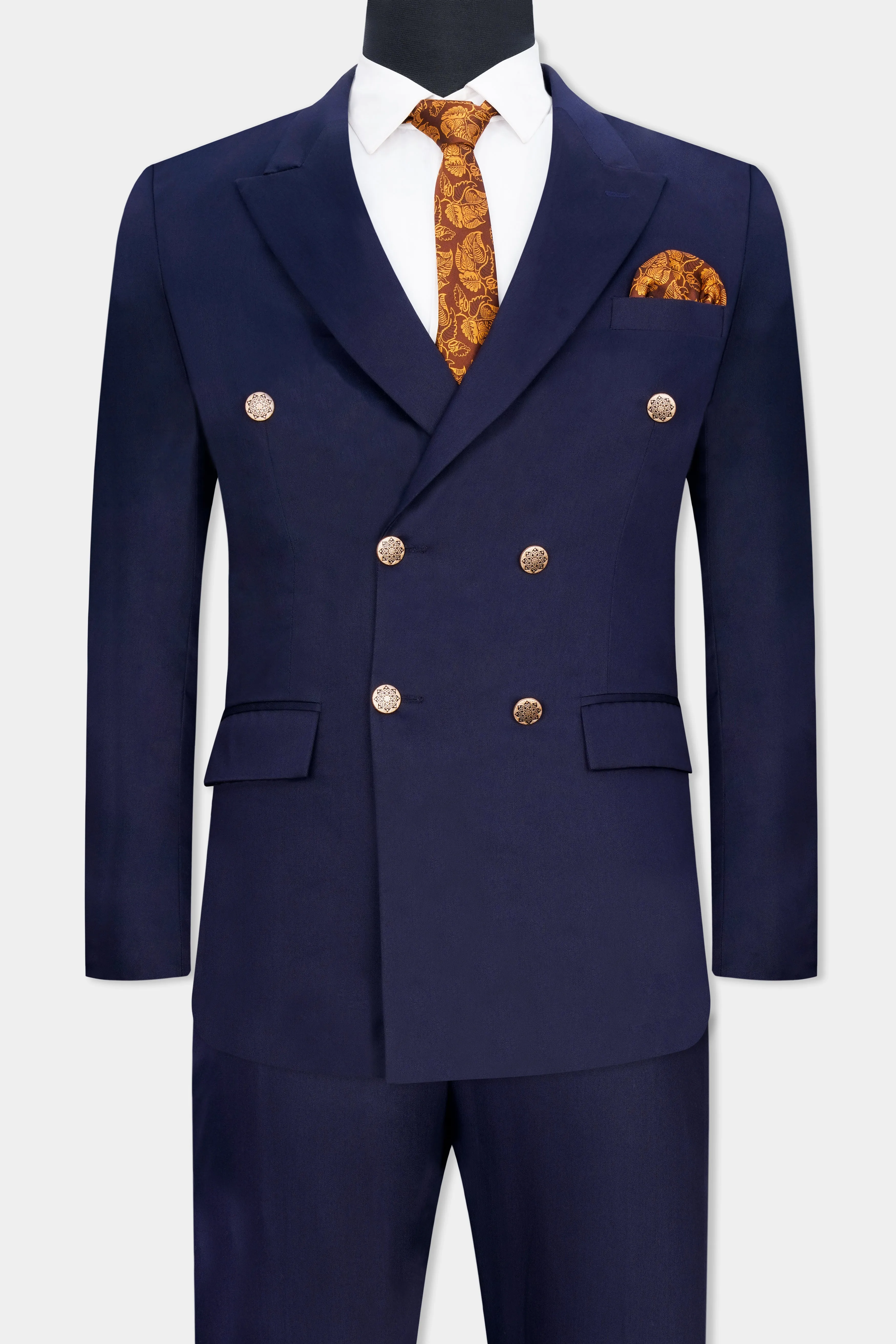 Ebony Clay Blue Wool Rich Double Breasted Suit sold by French Crown product image thumbnail 4