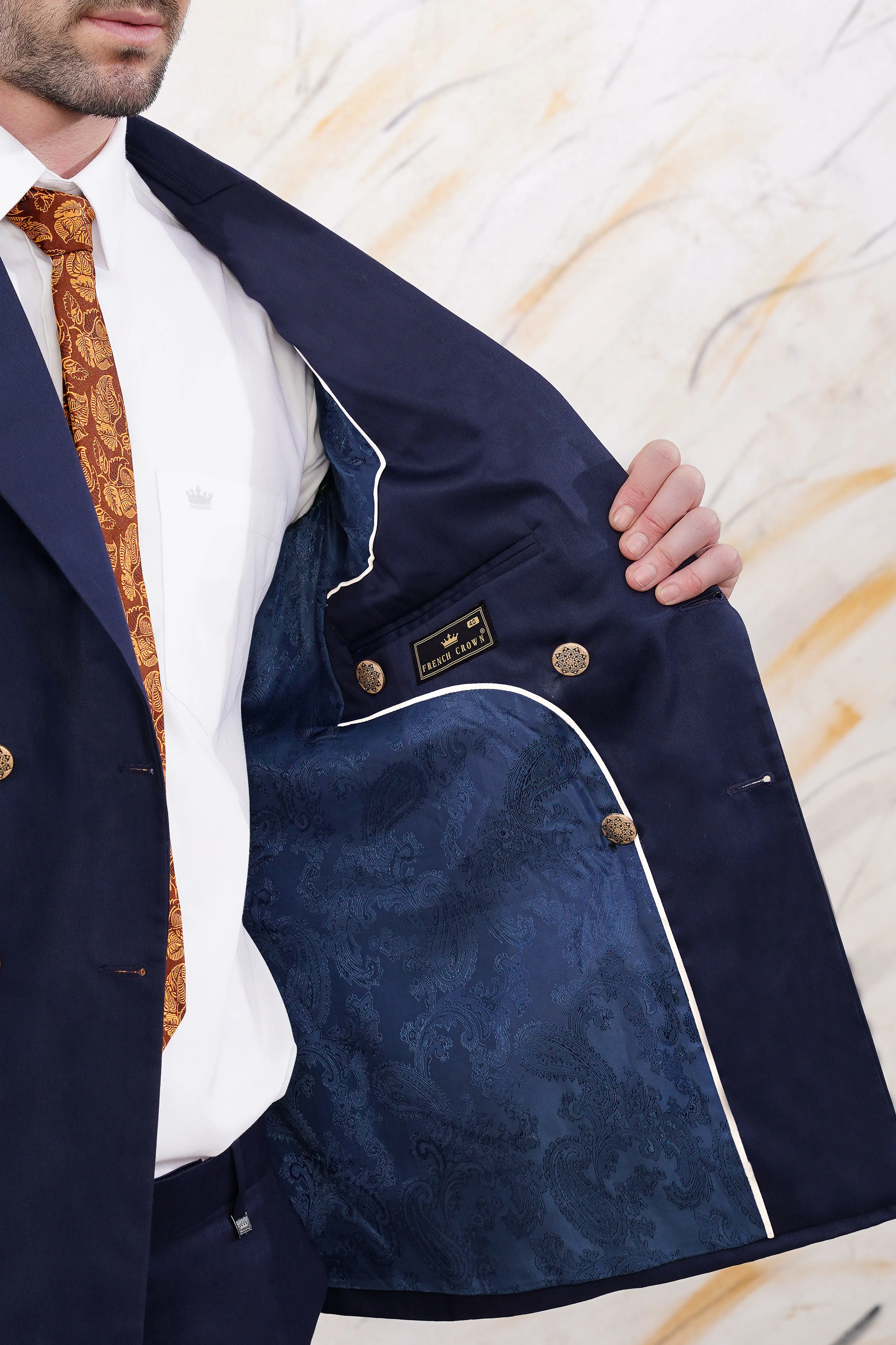 Ebony Clay Blue Wool Rich Double Breasted Suit sold by French Crown product image thumbnail 5